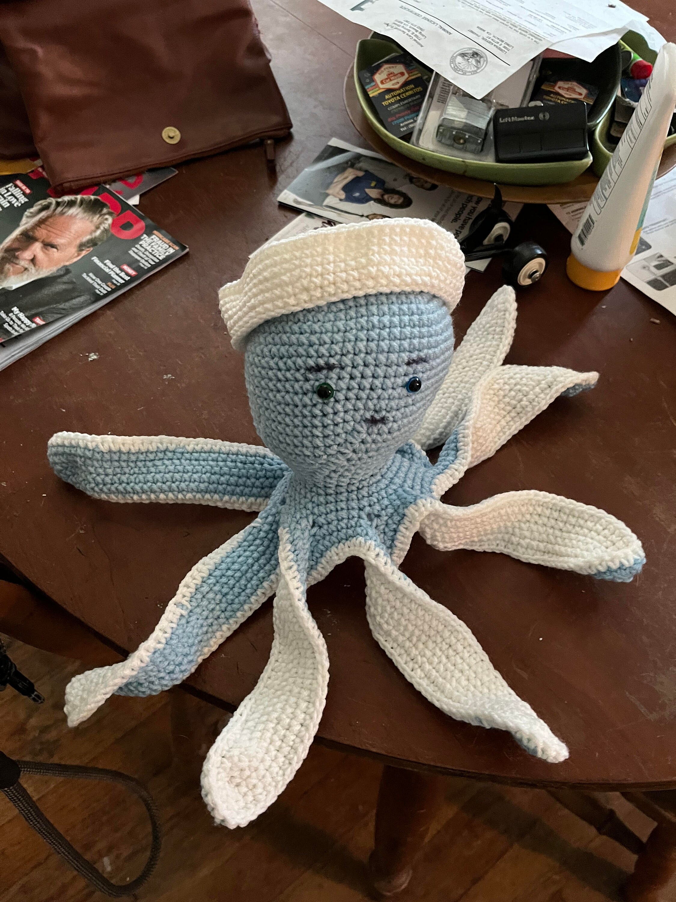 Sailor octopus handmade crochet piece