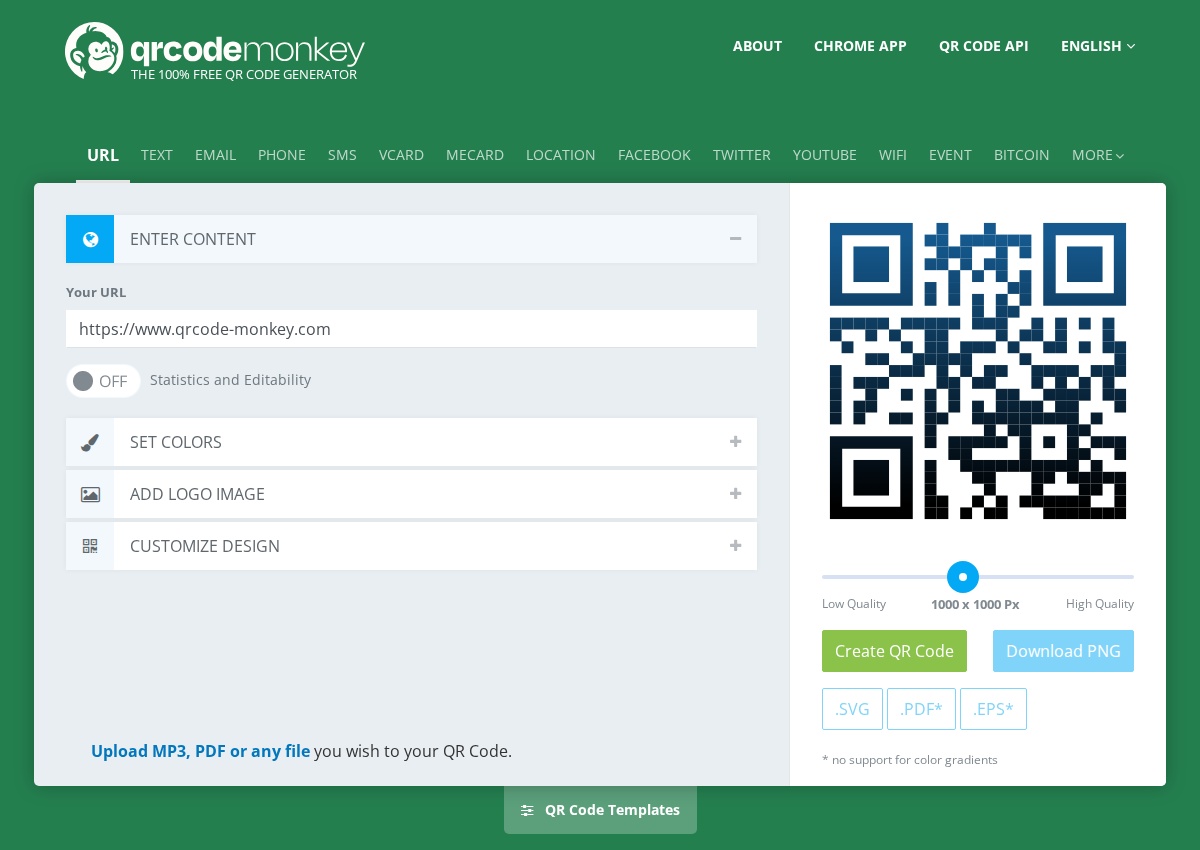QRCode Monkey webpage captured for this comparison