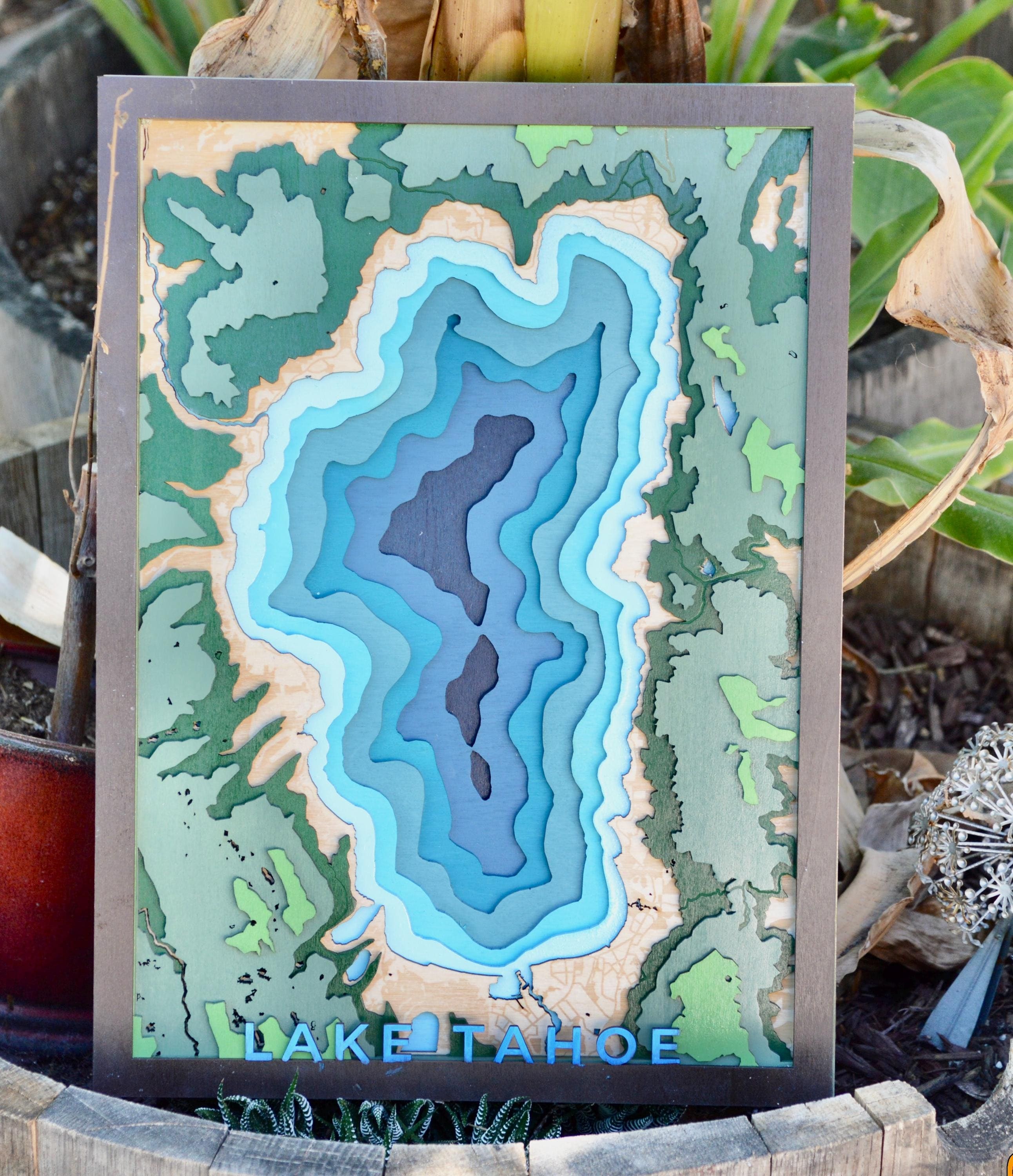 Custom Topographic Map, Bathymetric Lake Map, Personalized Wood Map, Lake Ocean City Map, Custom Location Wall Art
