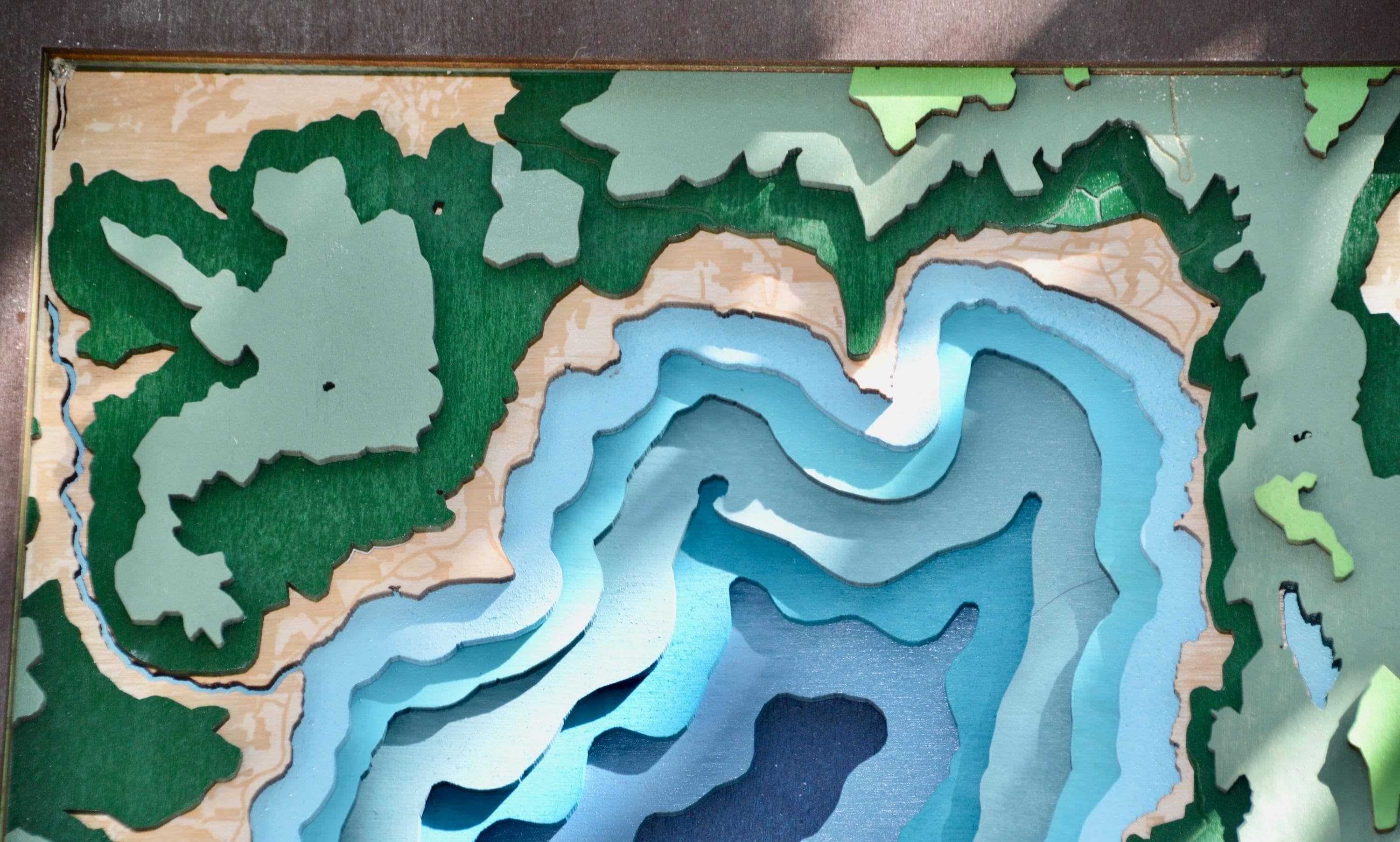 Custom Topographic Map, Bathymetric Lake Map, Personalized Wood Map, Lake Ocean City Map, Custom Location Wall Art detail 4