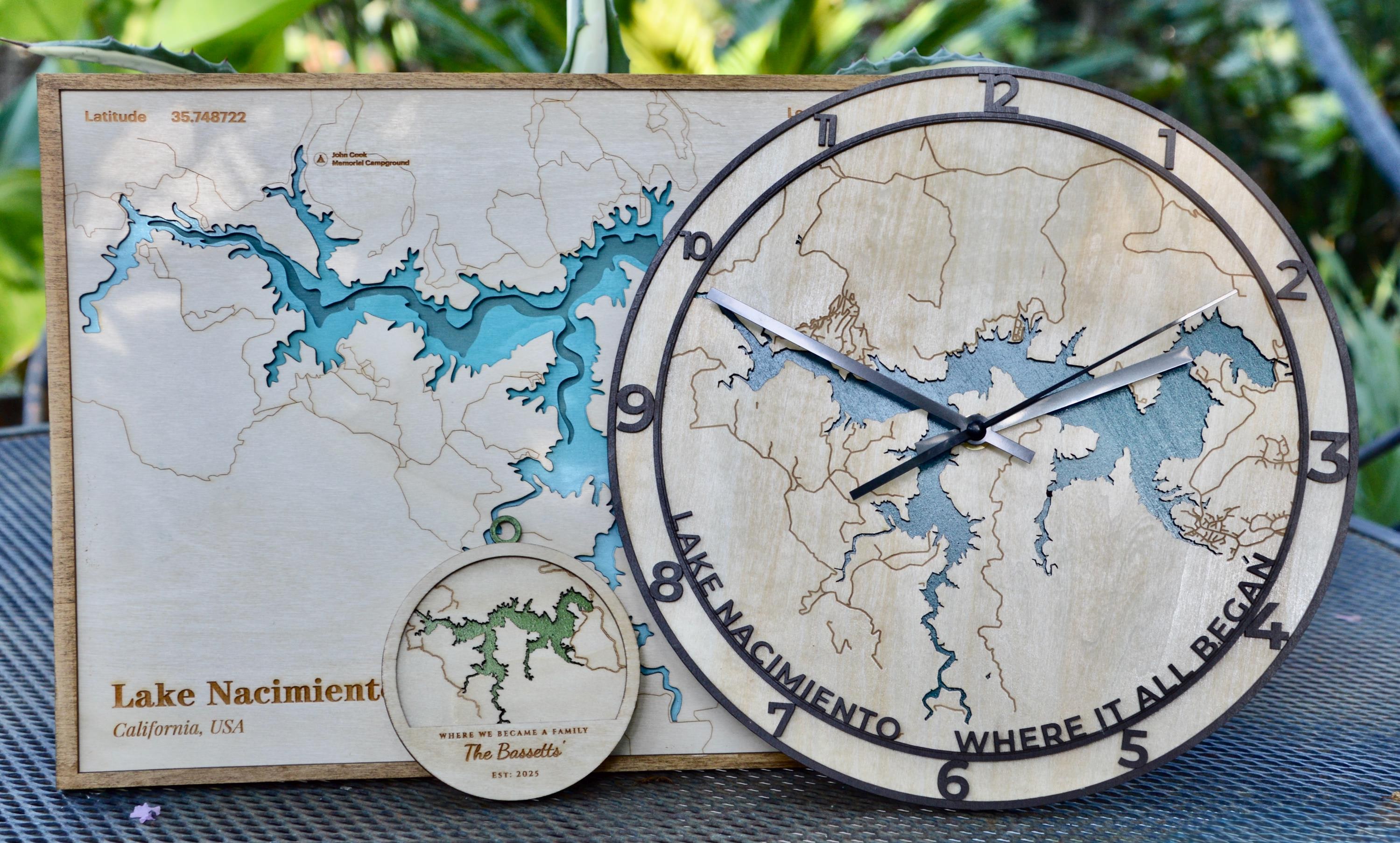 Lake Nacimiento Layered Wood Lake Map, Clock or Ornament