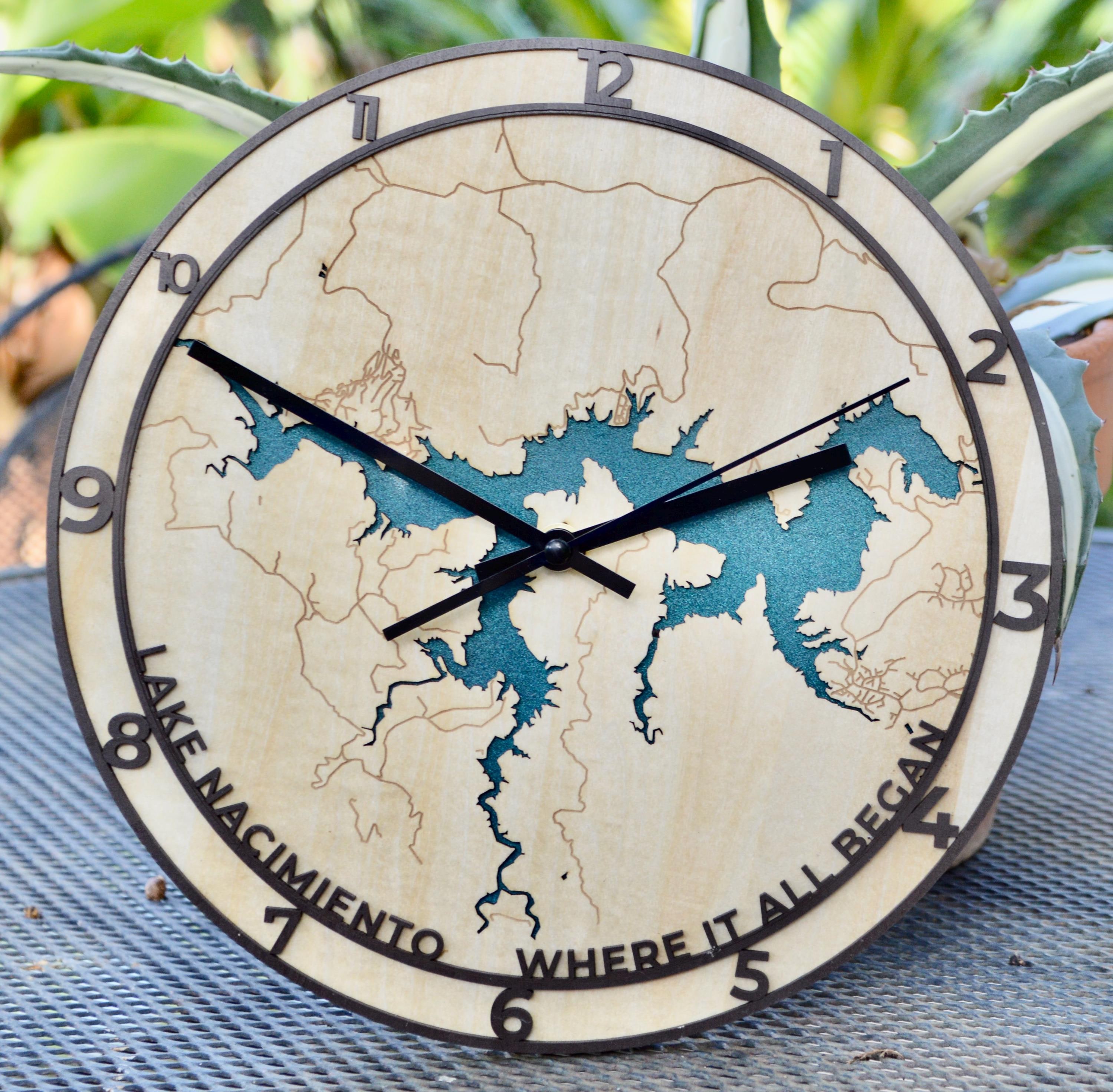 Lake Nacimiento Layered Wood Lake Map, Clock or Ornament detail 4