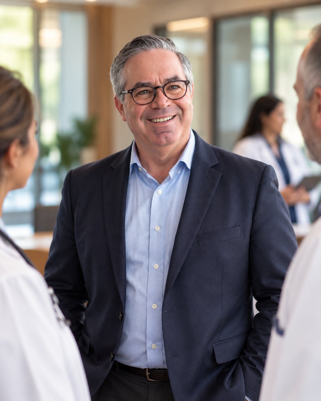 Patrick Browning speaking with healthcare colleagues