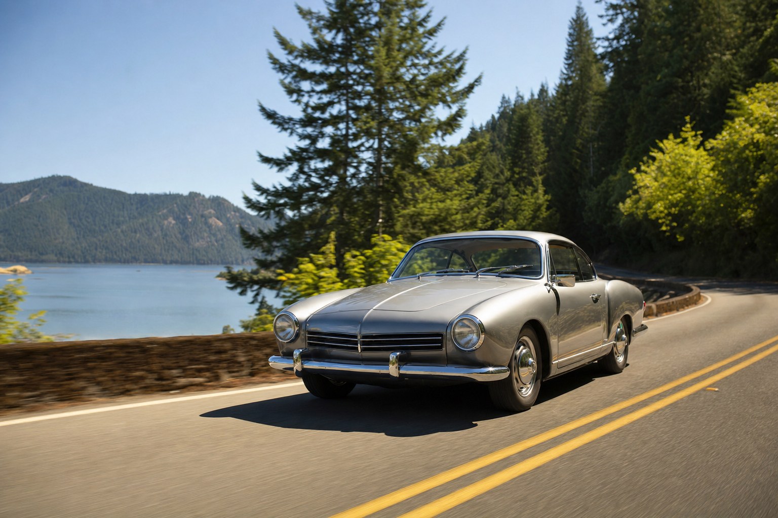 Classic car on a Washington road