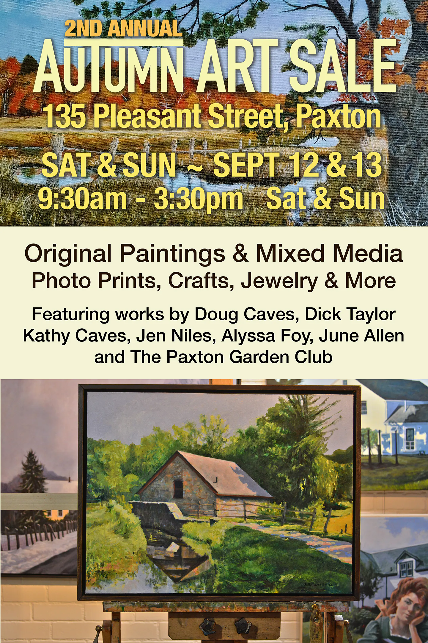 Poster for the 2nd Annual Autumn Art Sale in Paxton, September 12 and 13, 2026.