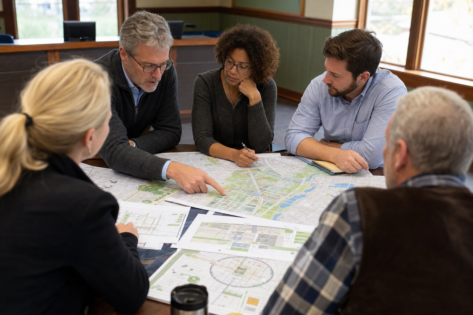 Municipal staff planning public Wi-Fi locations together