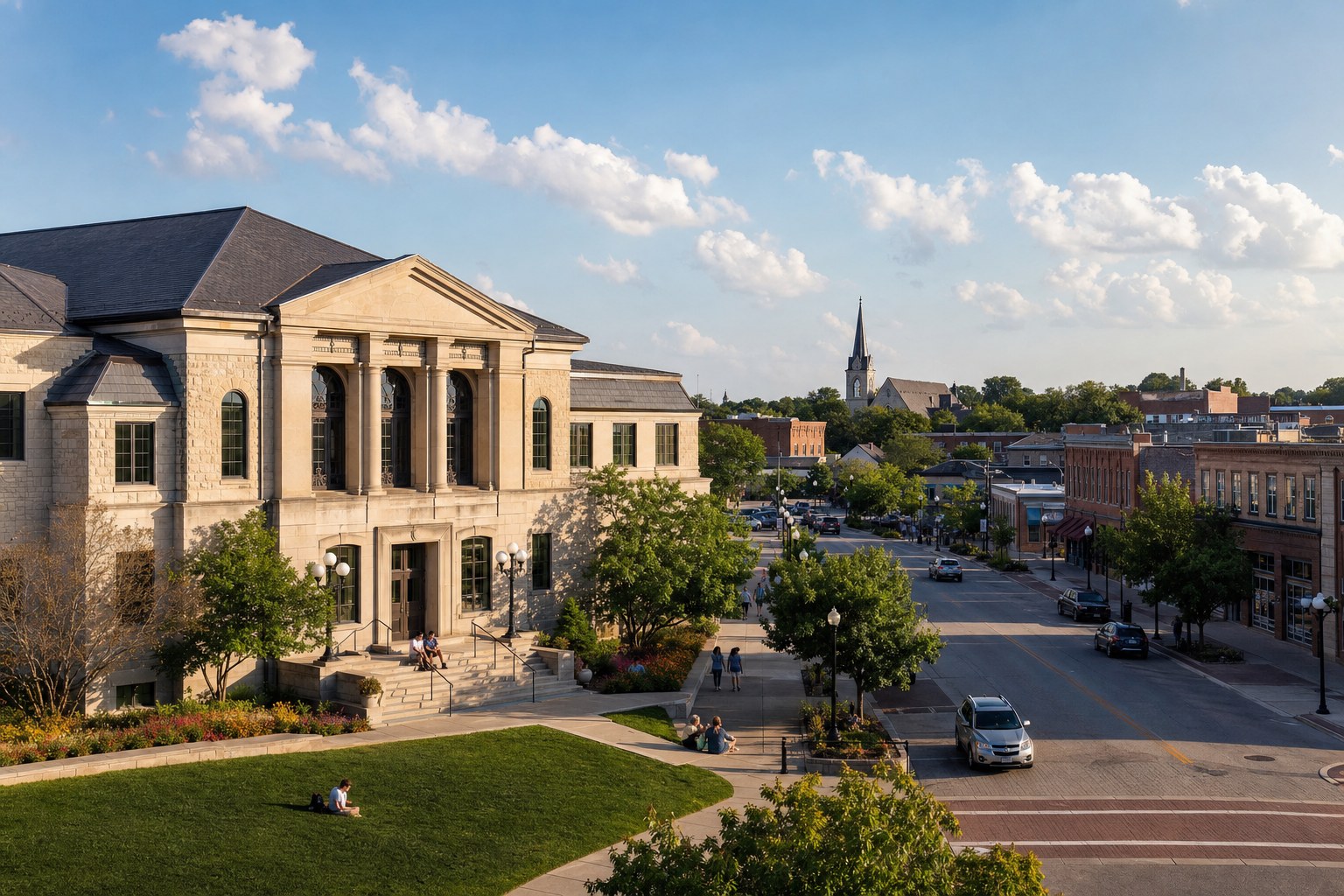A civic downtown and public library
