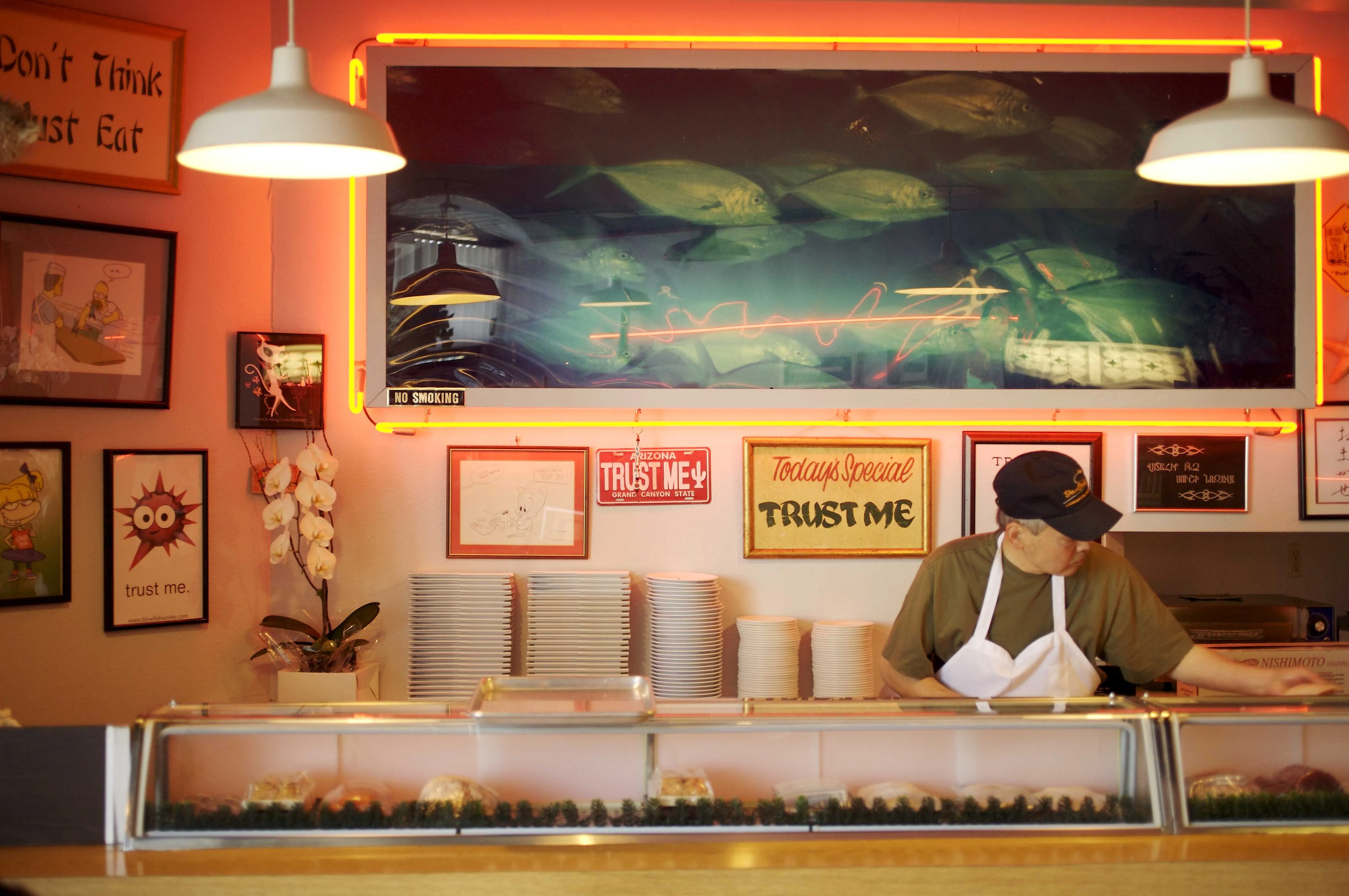 Chef Kazunori Nozawa at the sushi bar
