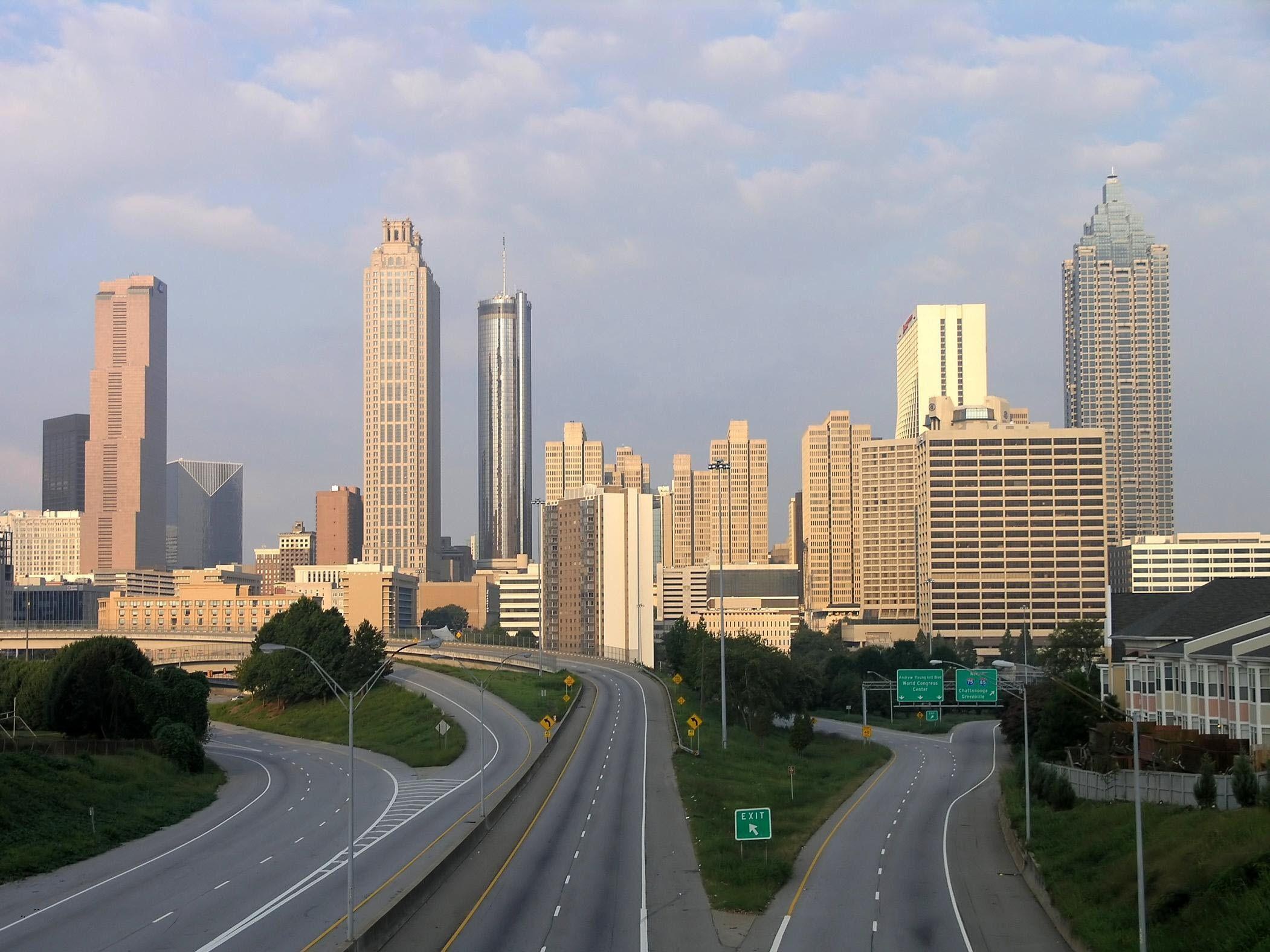 Atlanta skyline viewed from an interstate