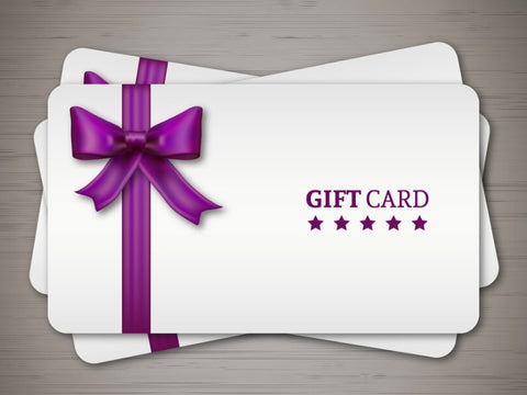 Gift card with a purple ribbon