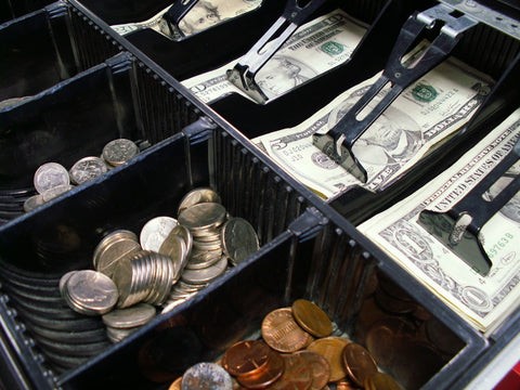 Money collected in a cash register