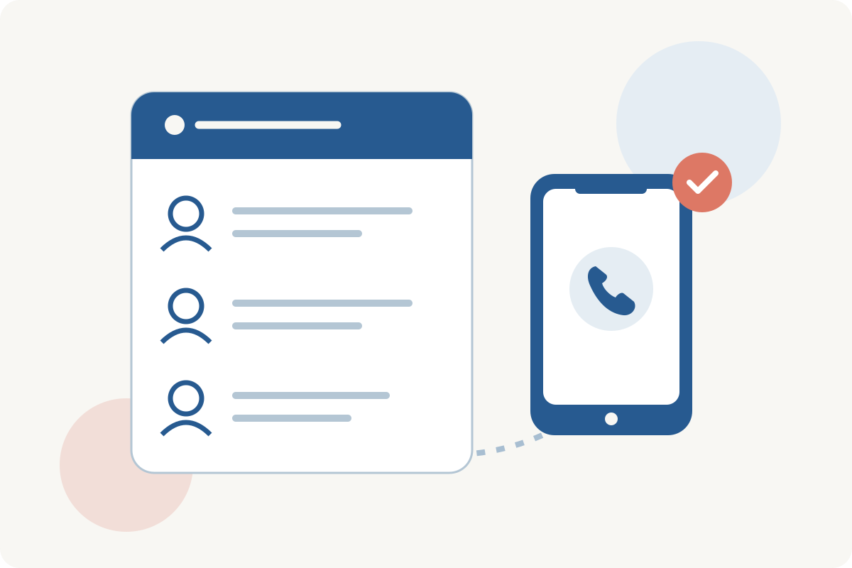 Illustration of a provider directory connected to a phone, representing the steps involved in finding mental health care.