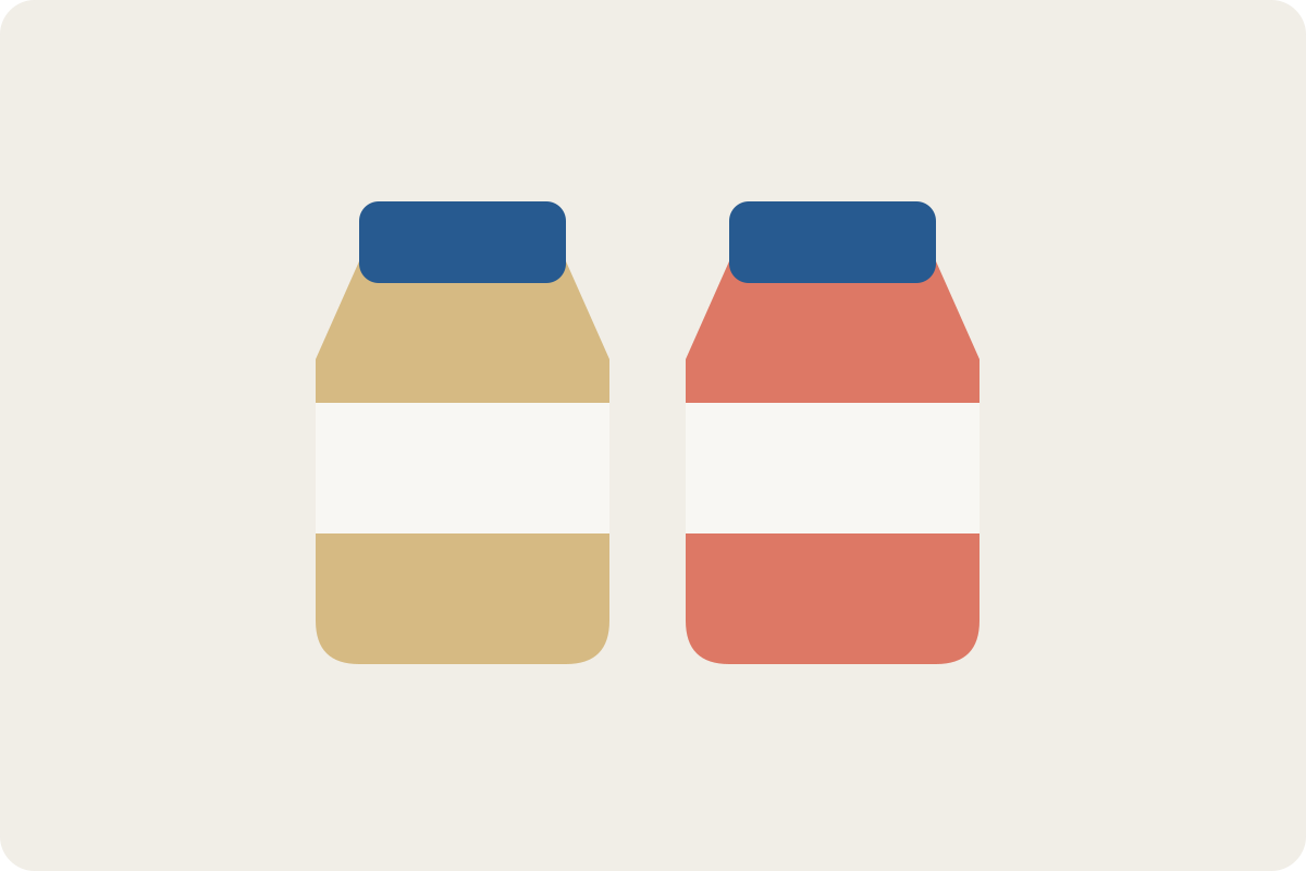 Illustration of two unbranded sports-drink bottles.