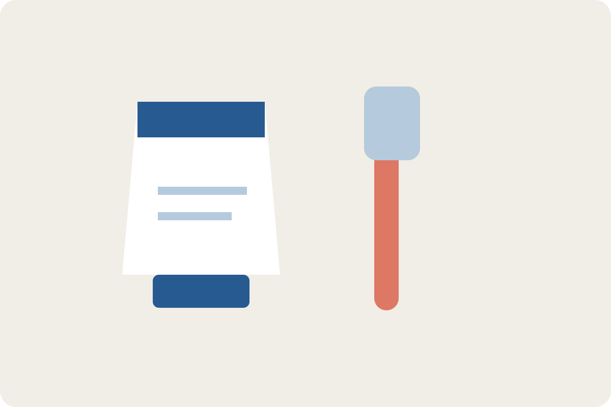 Illustration of an unbranded toothpaste tube and toothbrush.