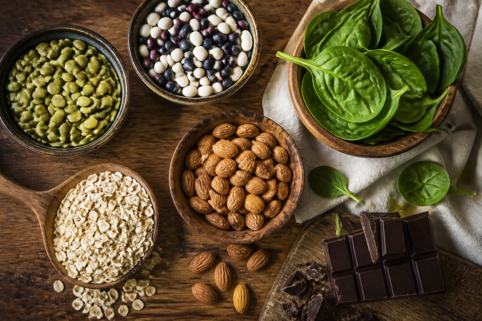 Seeds, beans, greens, nuts, and oats