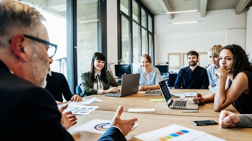 A team collaborating around a table