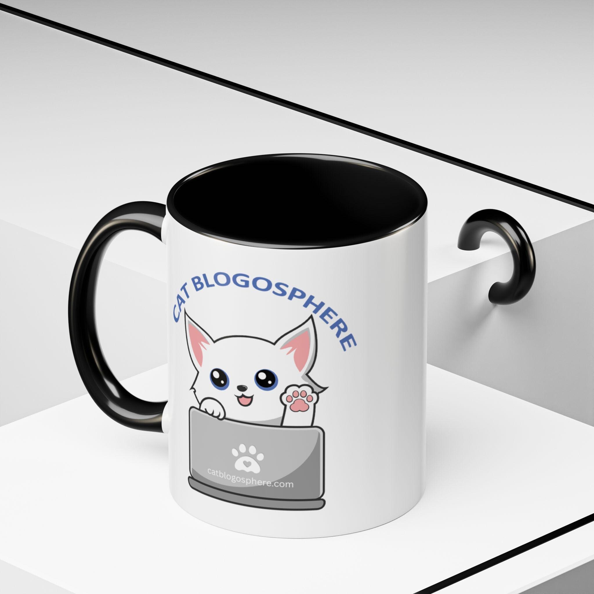 Cat Coffee Mug, 11oz Blogosphere Design With Black Handle, image 9