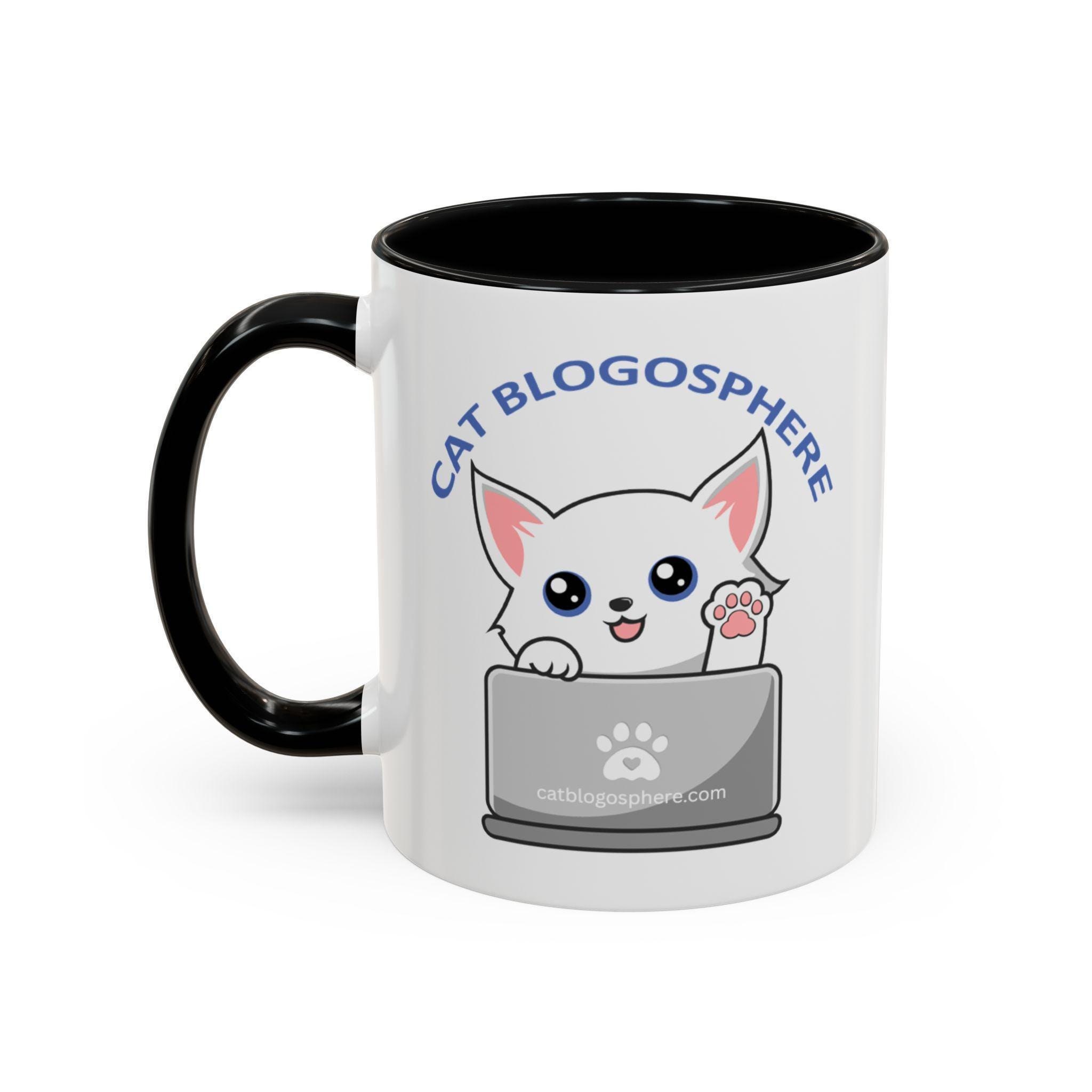 Cat Coffee Mug, 11oz Blogosphere Design With Black Handle, image 2