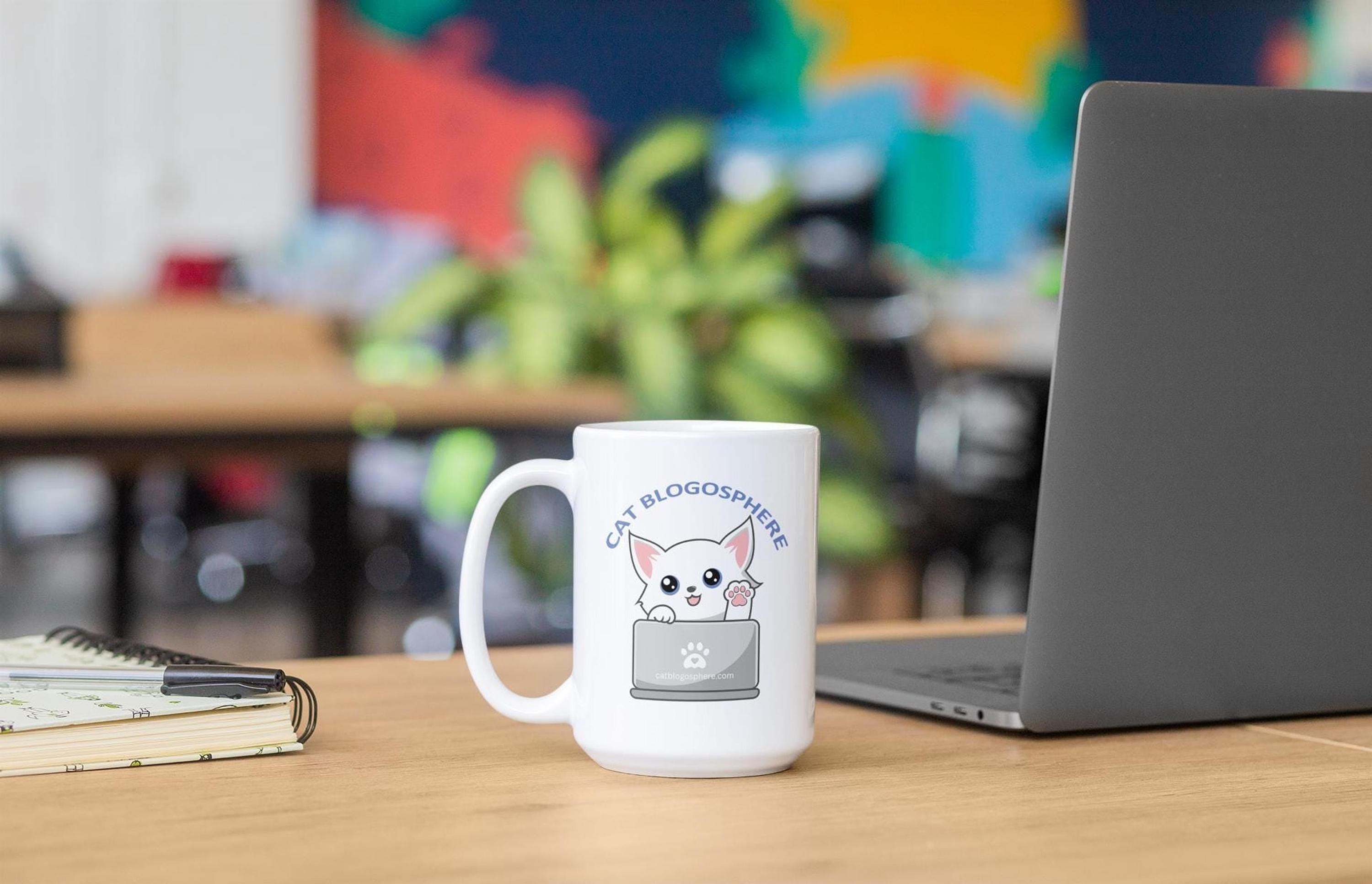 Cat Coffee Mug, 11oz Blogosphere Design With Black Handle, image 6