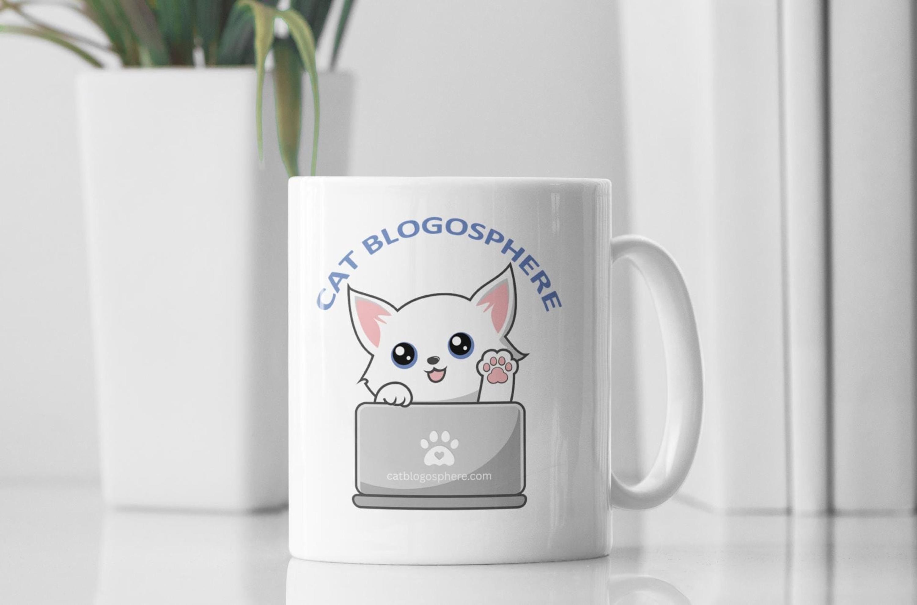 Cat Coffee Mug, 11oz Blogosphere Design With Black Handle, image 7