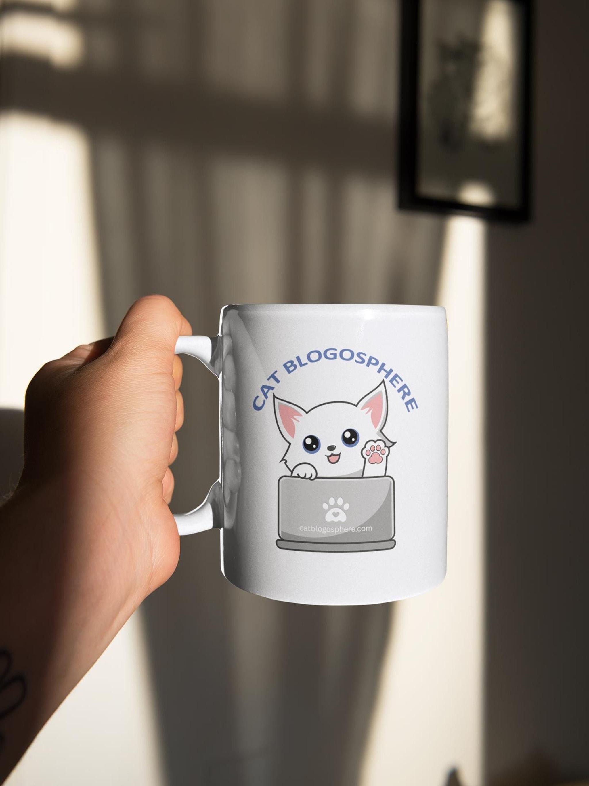 Cat Coffee Mug, 11oz Blogosphere Design With Black Handle, image 8