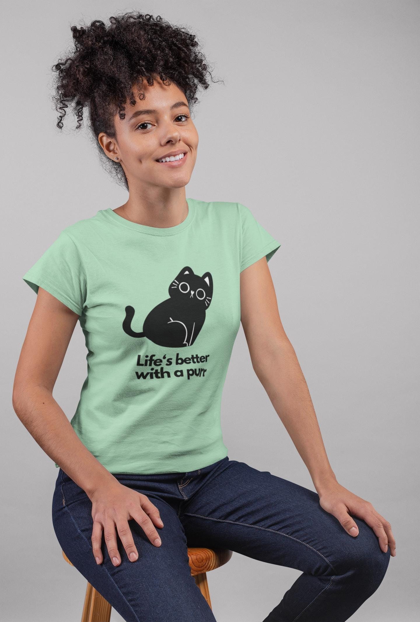 Life Is Better With a Purr T-Shirt for Cat Lovers, Unisex Airlume Cotton