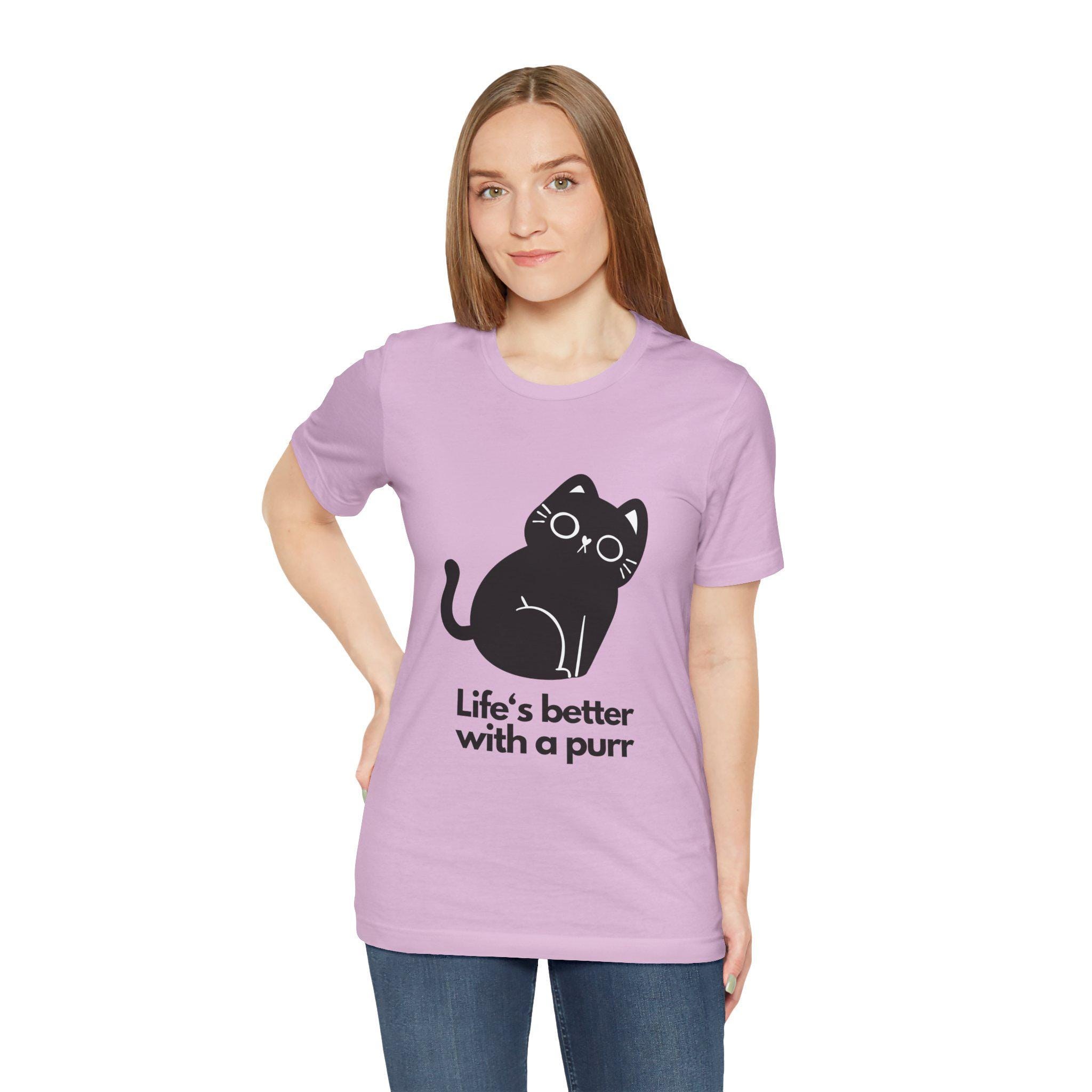 Life Is Better With a Purr T-Shirt for Cat Lovers, Unisex Airlume Cotton, image 7