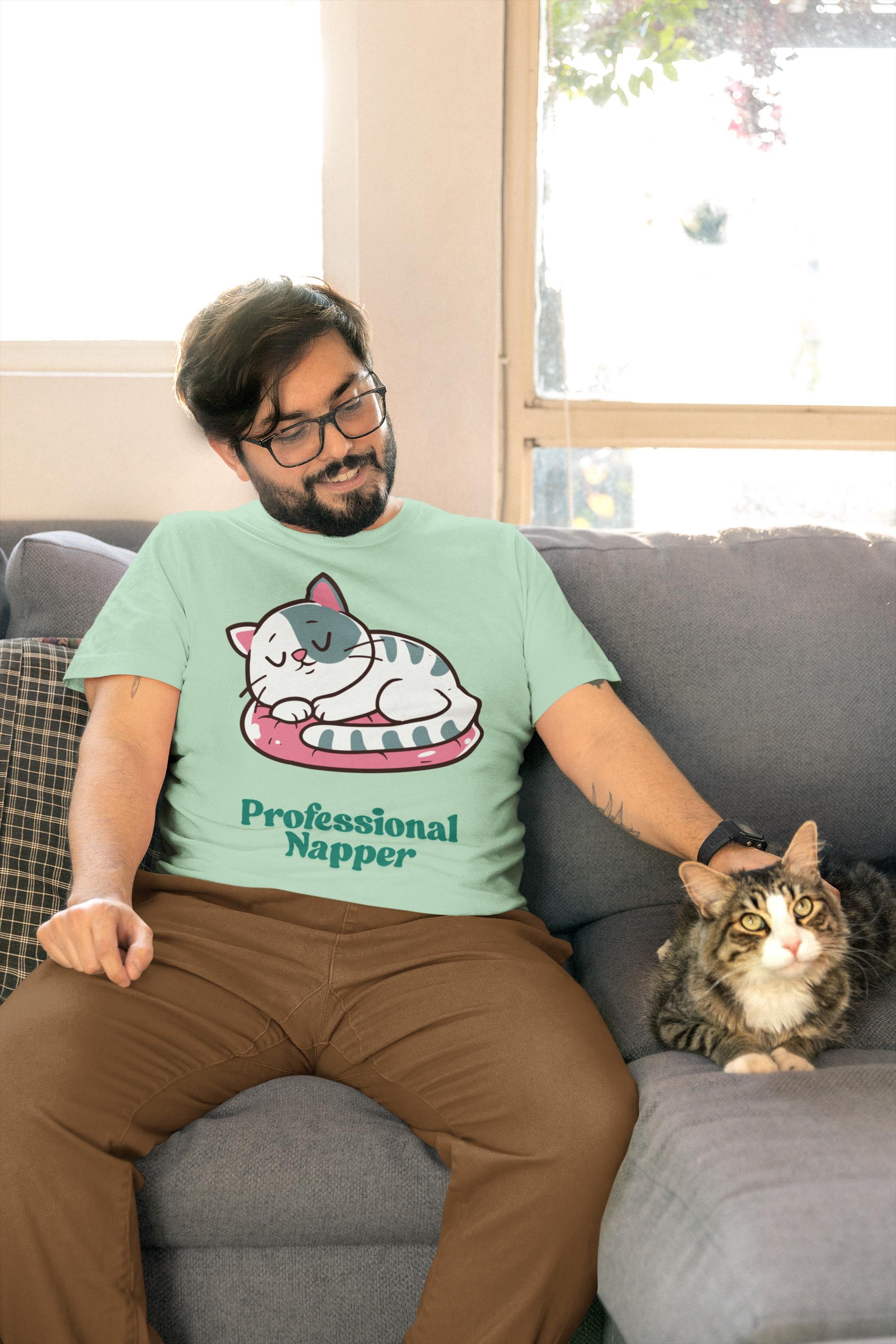 Professional Napper T-Shirt: Funny Cat Lover Tee