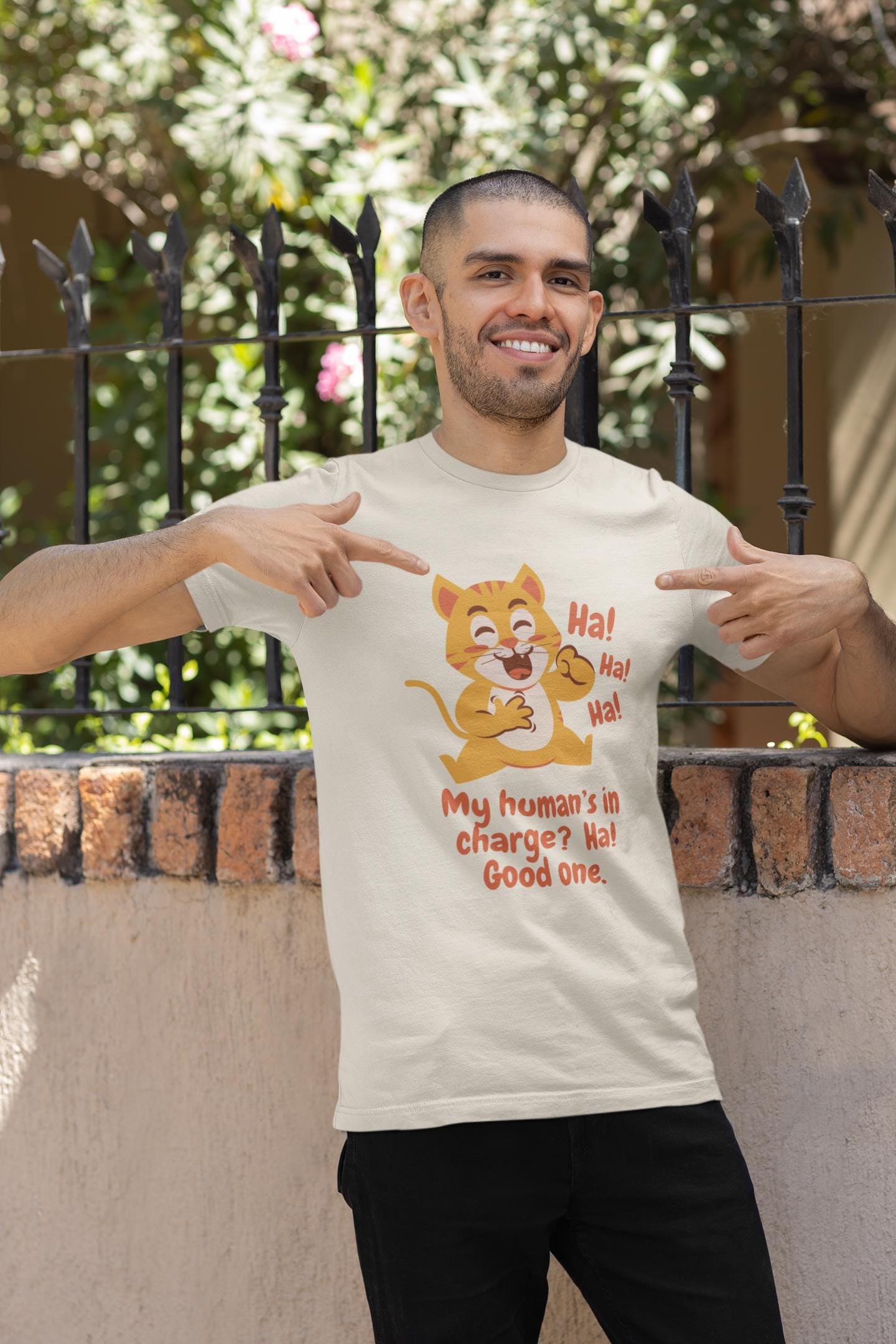 Cat in Charge T-Shirt: Funny Feline Lover Gift, Airlume Cotton