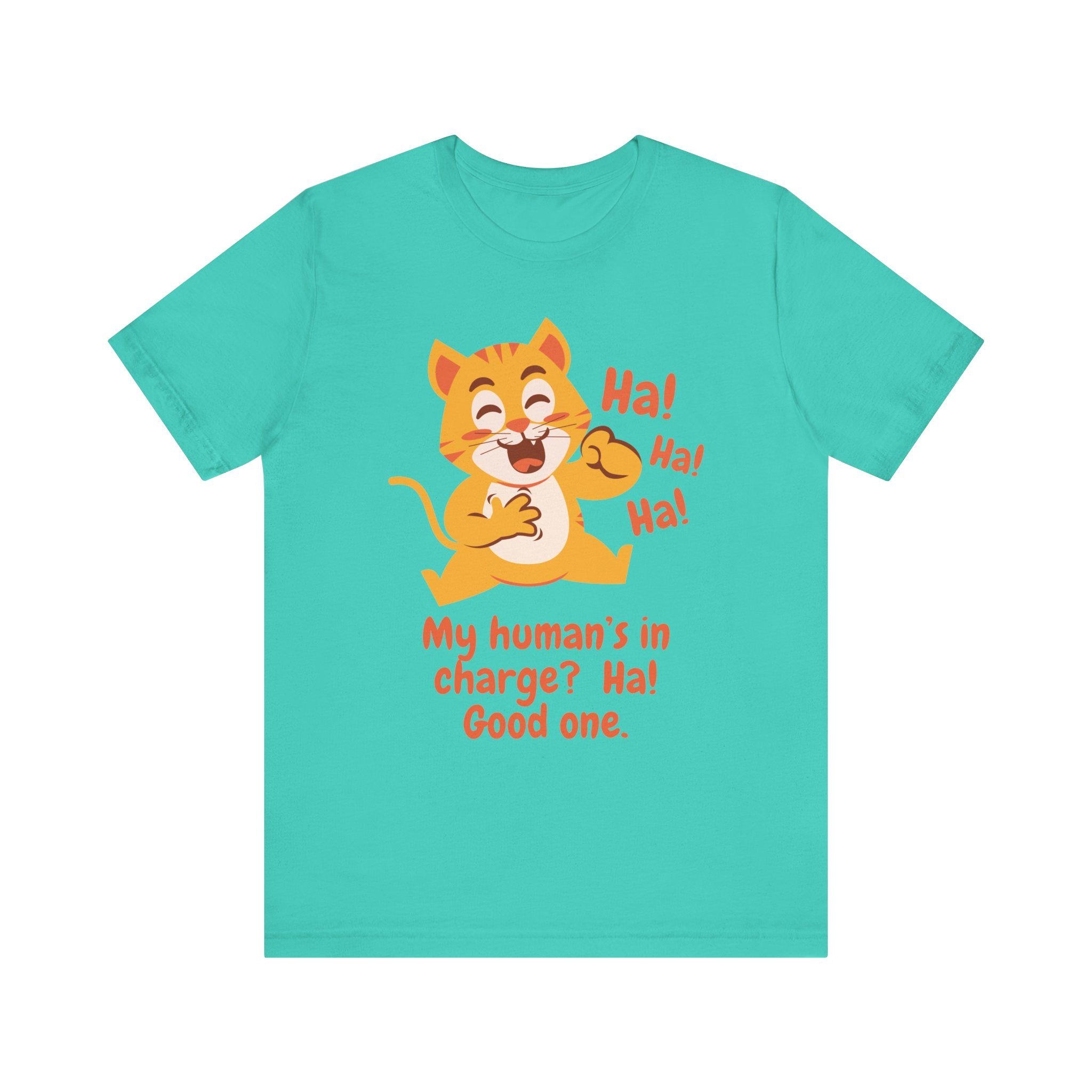 Cat in Charge T-Shirt: Funny Feline Lover Gift, Airlume Cotton, image 3