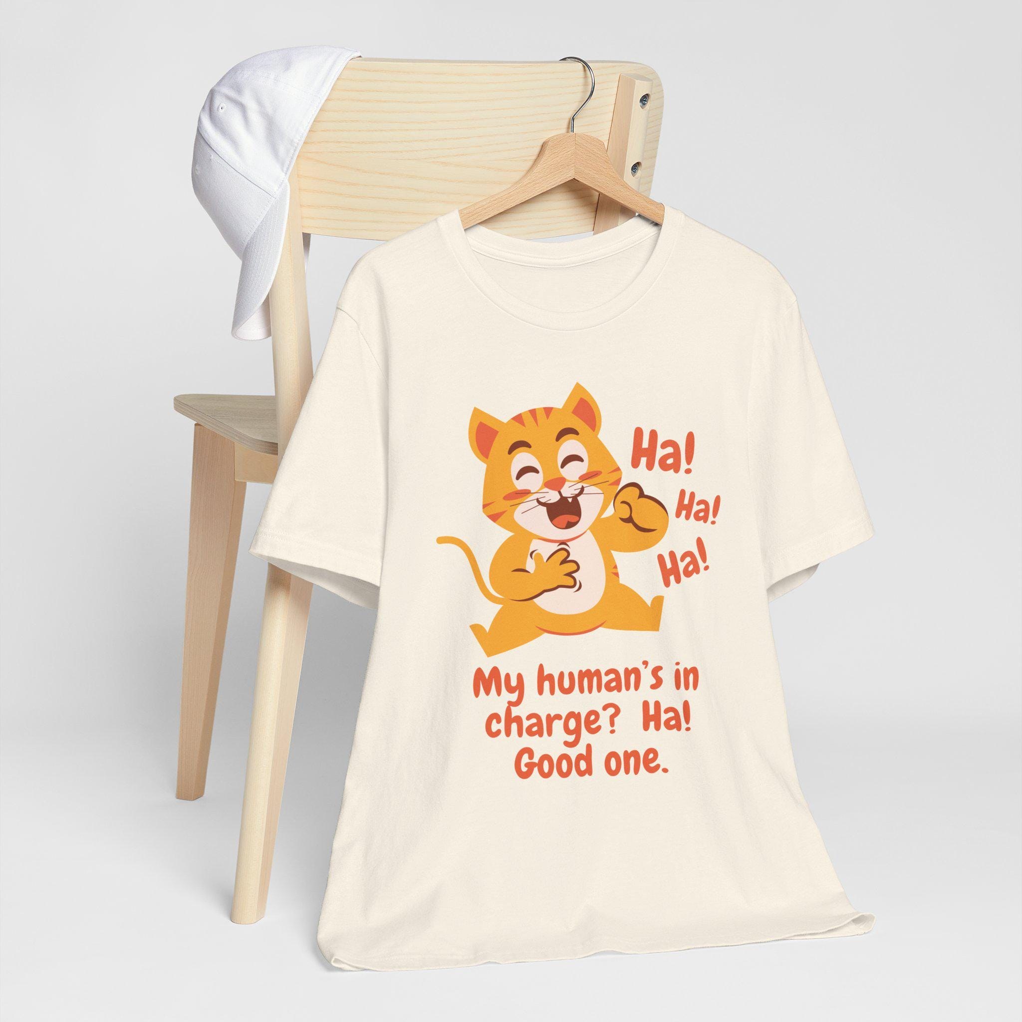 Cat in Charge T-Shirt: Funny Feline Lover Gift, Airlume Cotton, image 5