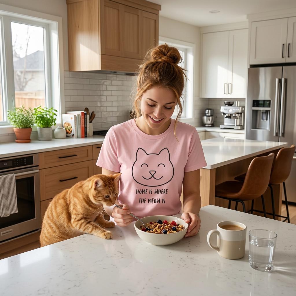 Home is Where the Meow Is T-Shirt Unisex Cat Lover Top