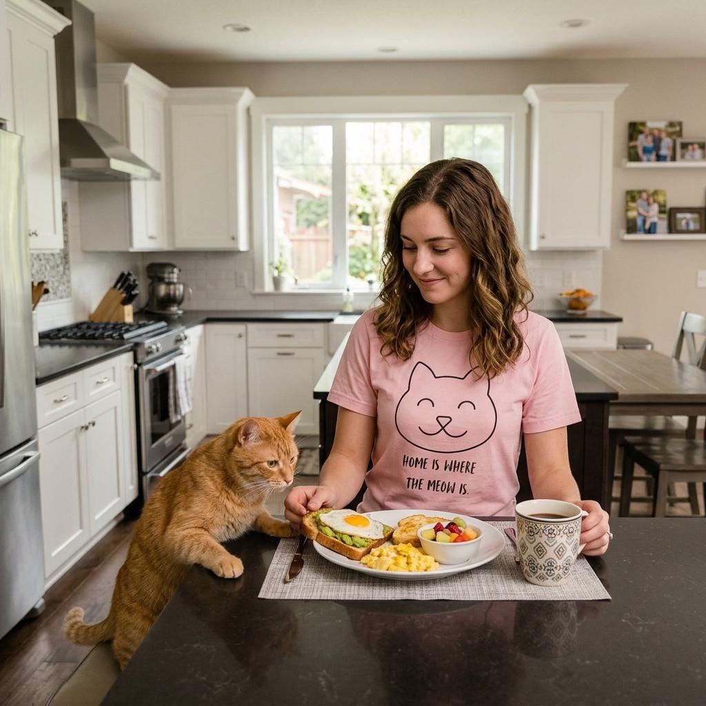 Home is Where the Meow Is T-Shirt Unisex Cat Lover Top, image 2