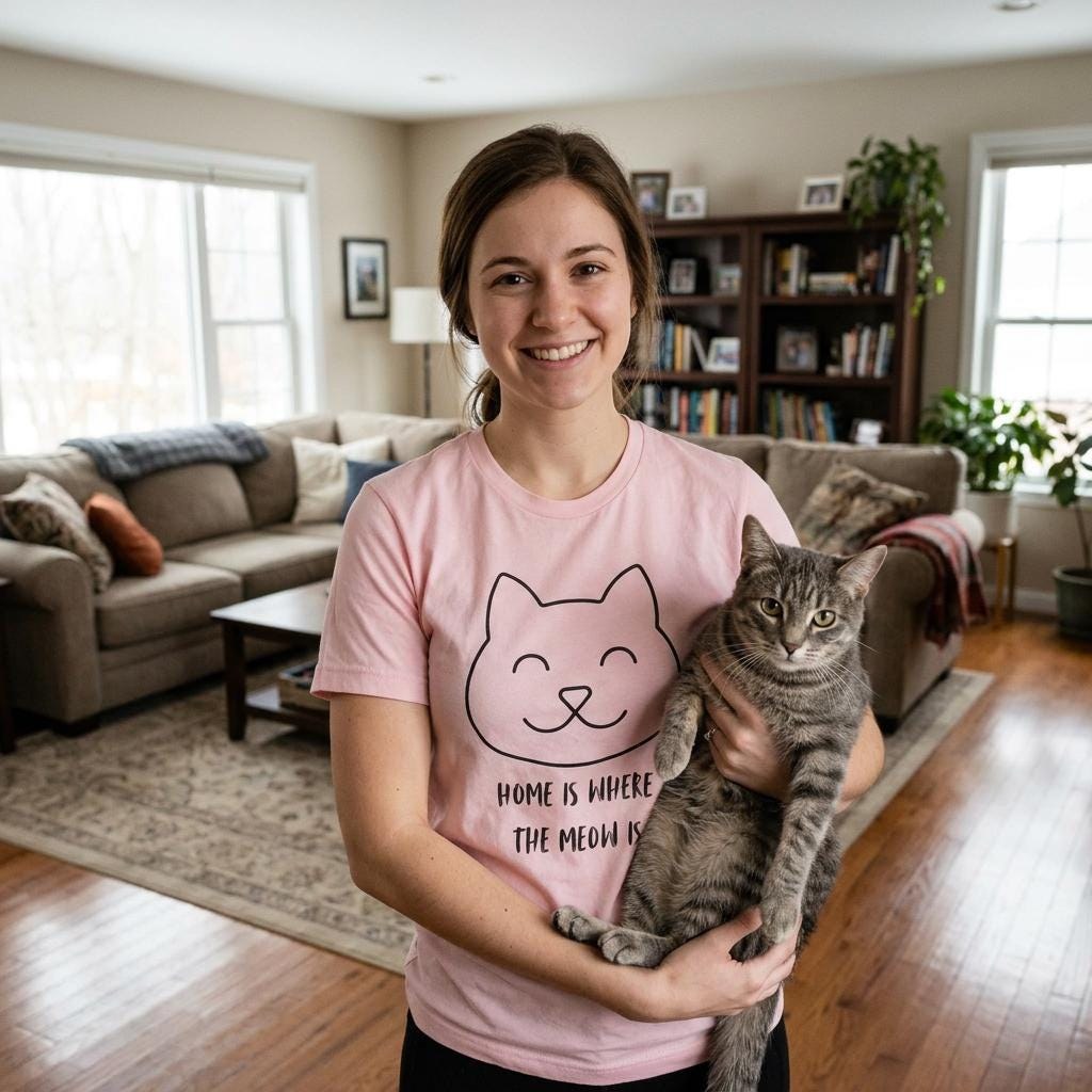 Home is Where the Meow Is T-Shirt Unisex Cat Lover Top, image 3