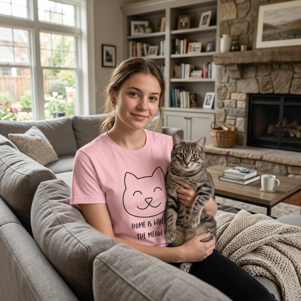 Home is Where the Meow Is T-Shirt Unisex Cat Lover Top, image 4