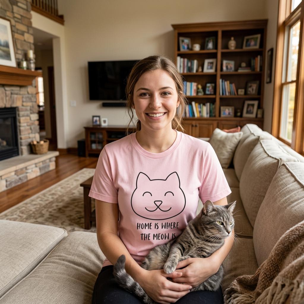 Home is Where the Meow Is T-Shirt Unisex Cat Lover Top, image 5
