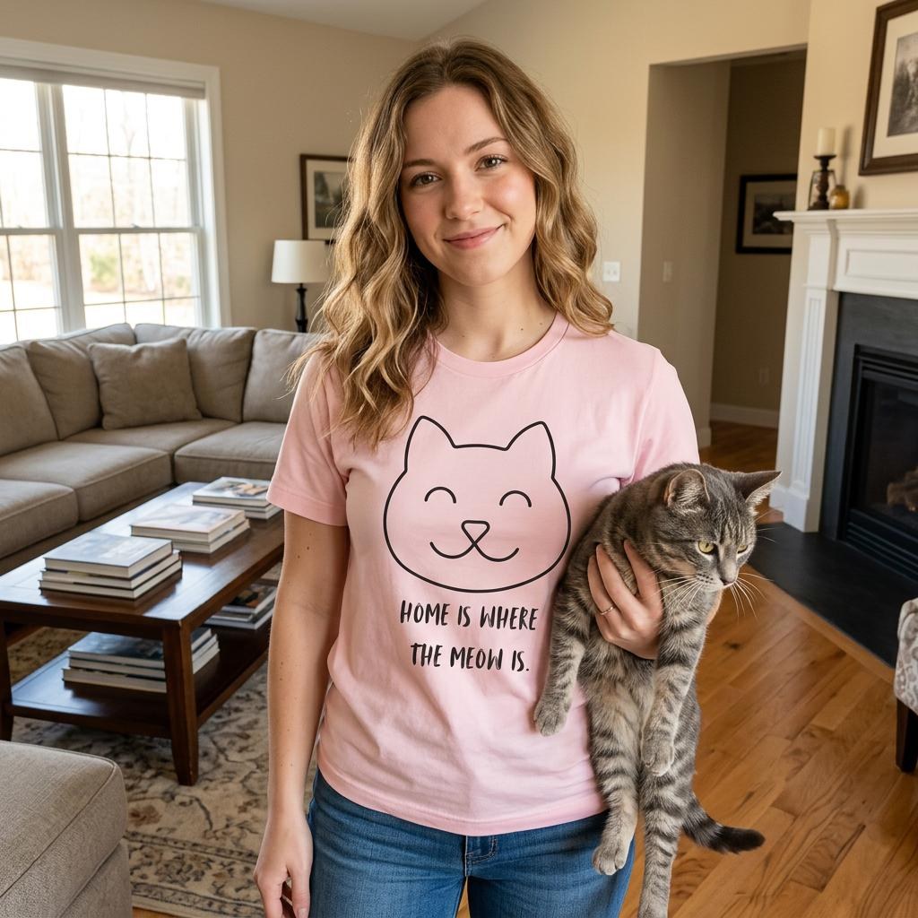 Home is Where the Meow Is T-Shirt Unisex Cat Lover Top, image 6
