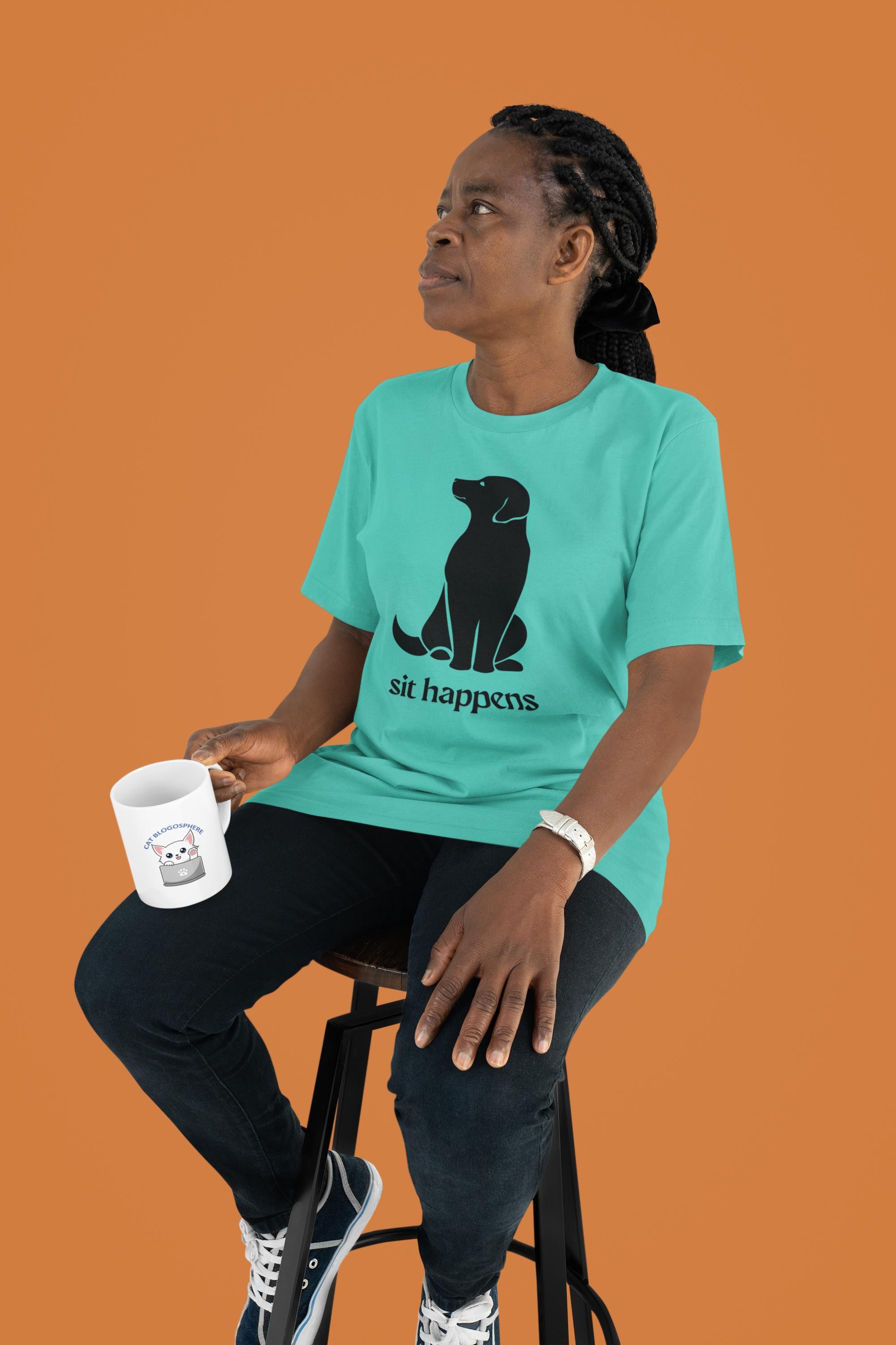 Sit Happens Dog Lover T-Shirt: Funny Unisex Tee for Dog Moms & Dads