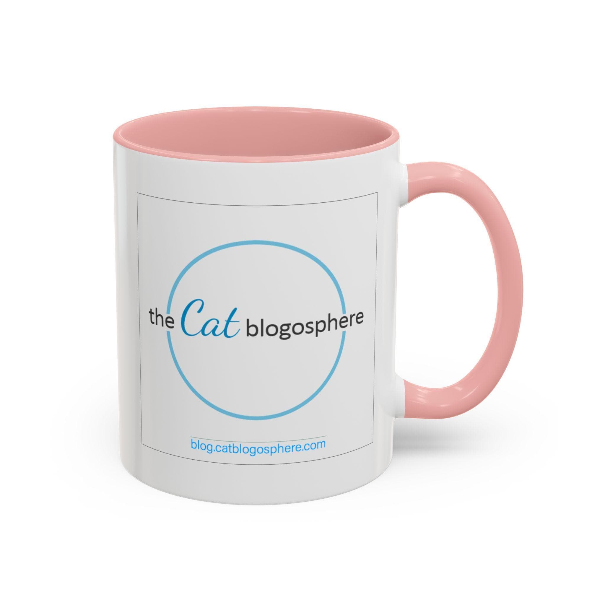 Logo Mug, 11oz Ceramic Coffee Mug with Pink or Blue Accents