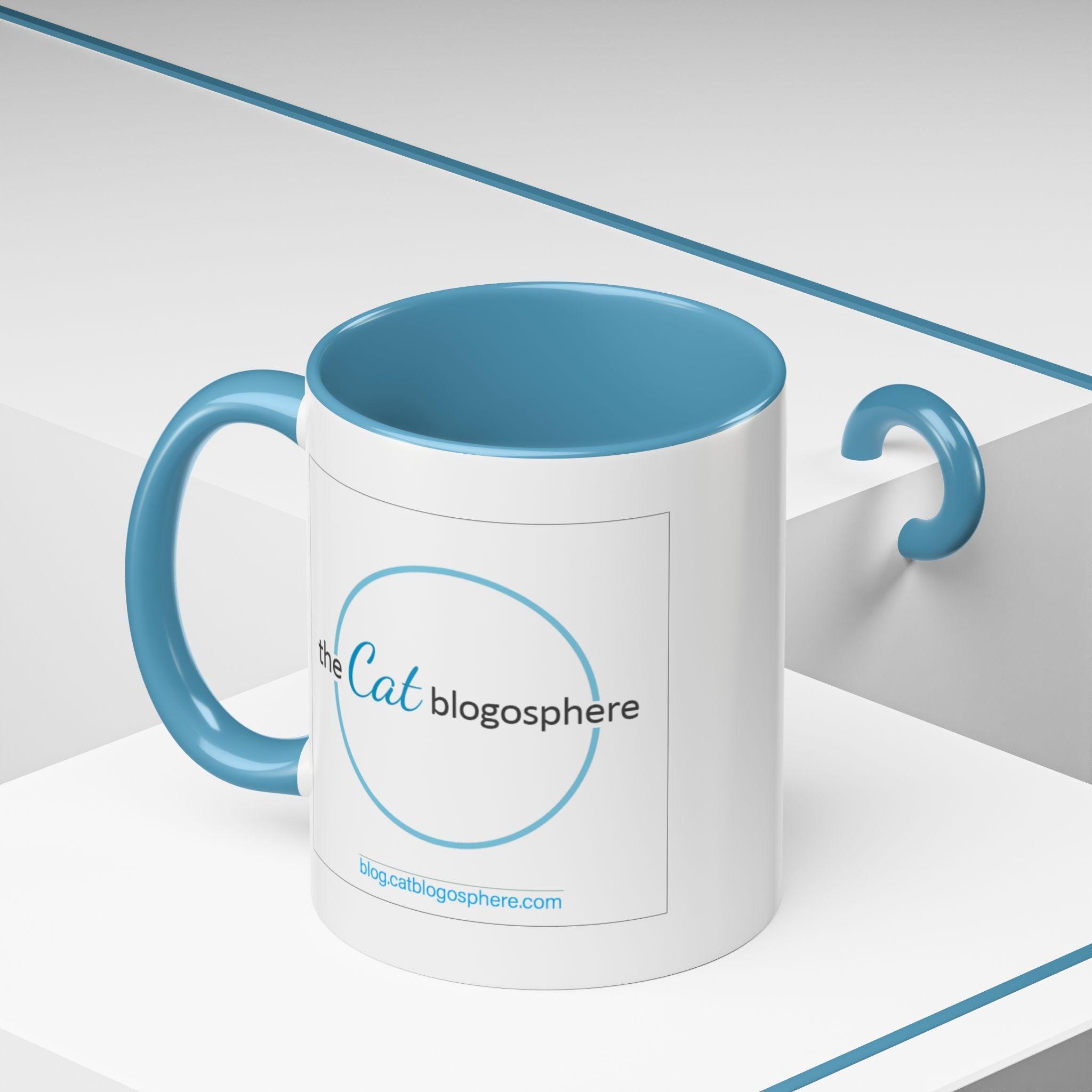 Logo Mug, 11oz Ceramic Coffee Mug with Pink or Blue Accents, image 6