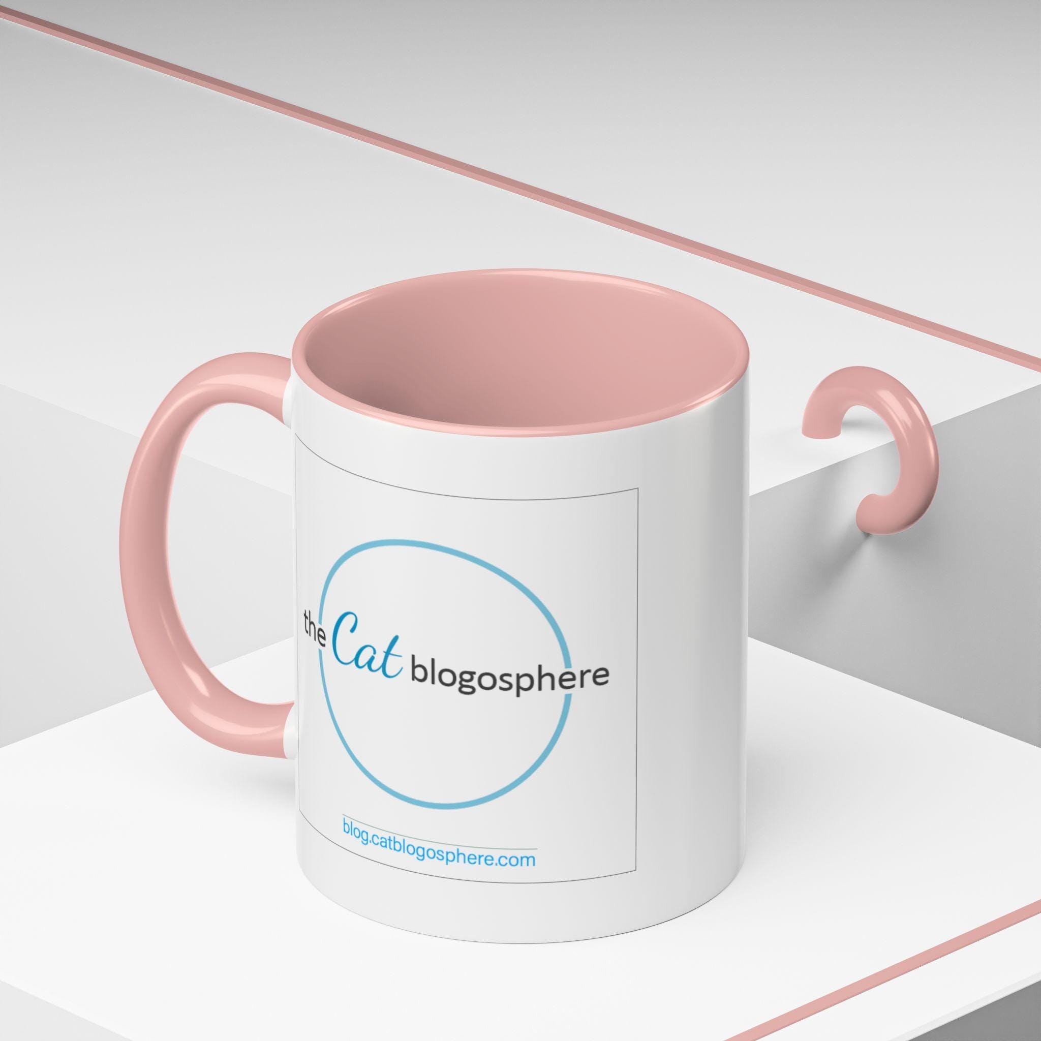 Logo Mug, 11oz Ceramic Coffee Mug with Pink or Blue Accents, image 8