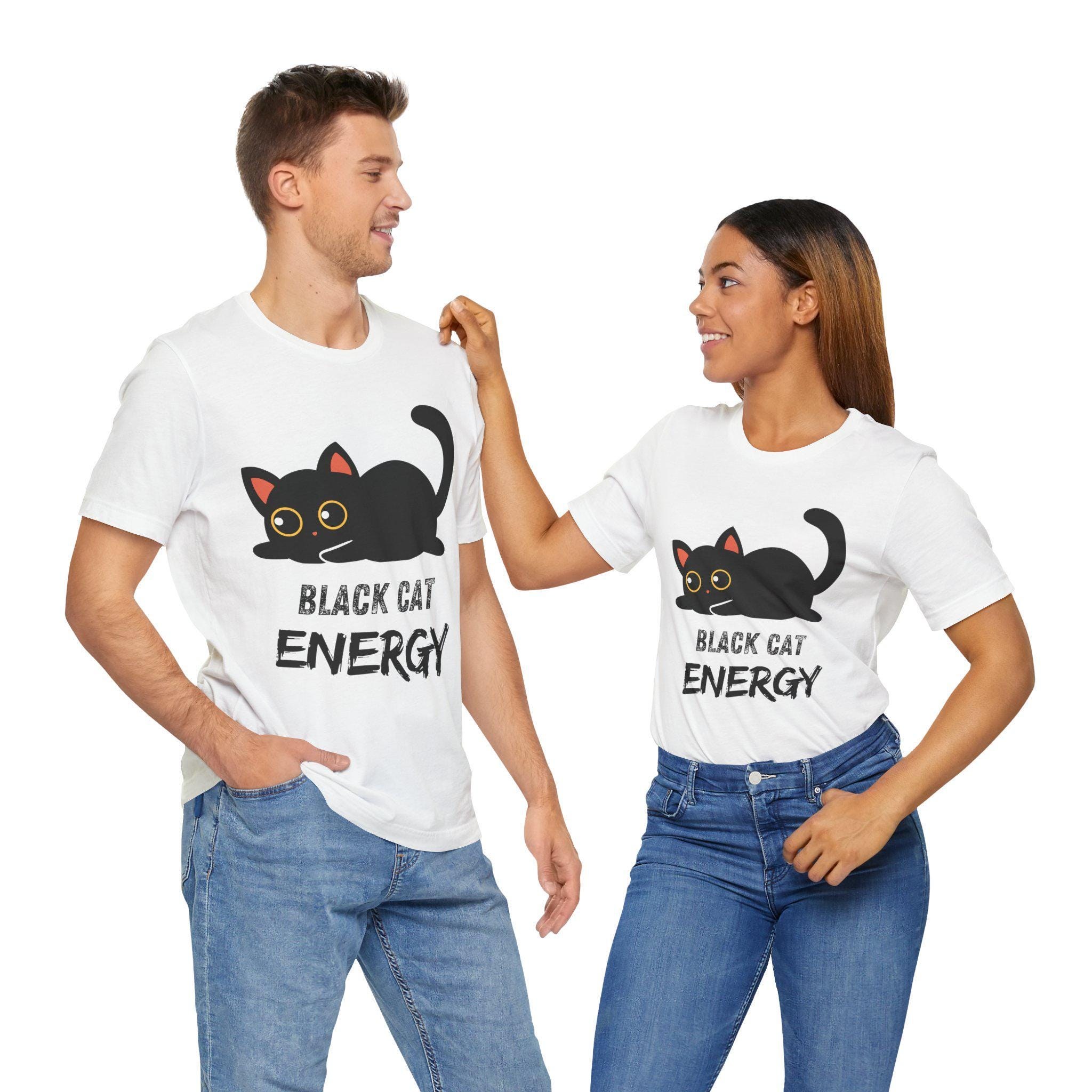 Cat Energy T-Shirt, Black Cat Graphic Tee in 100% Cotton, image 7