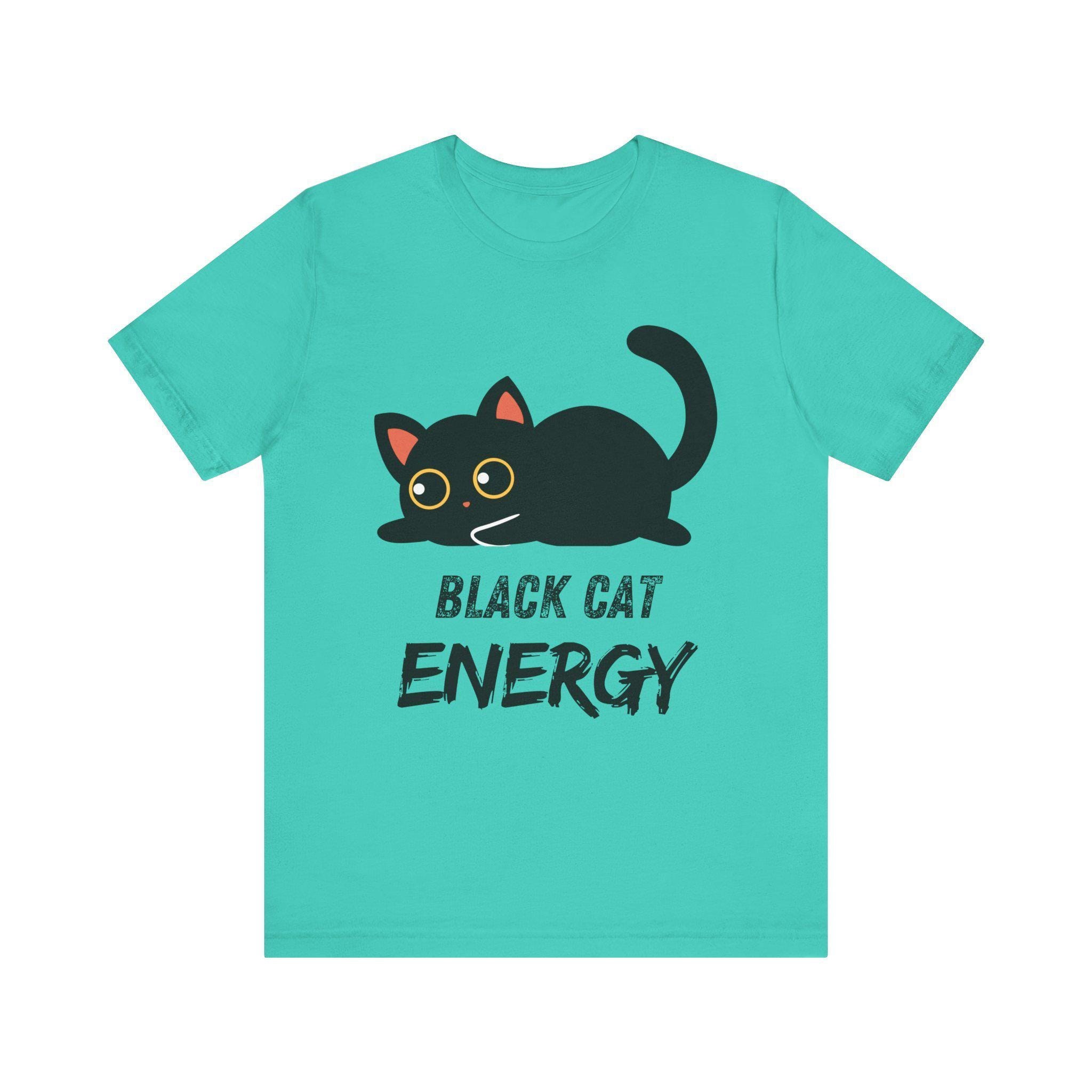 Cat Energy T-Shirt, Black Cat Graphic Tee in 100% Cotton, image 4