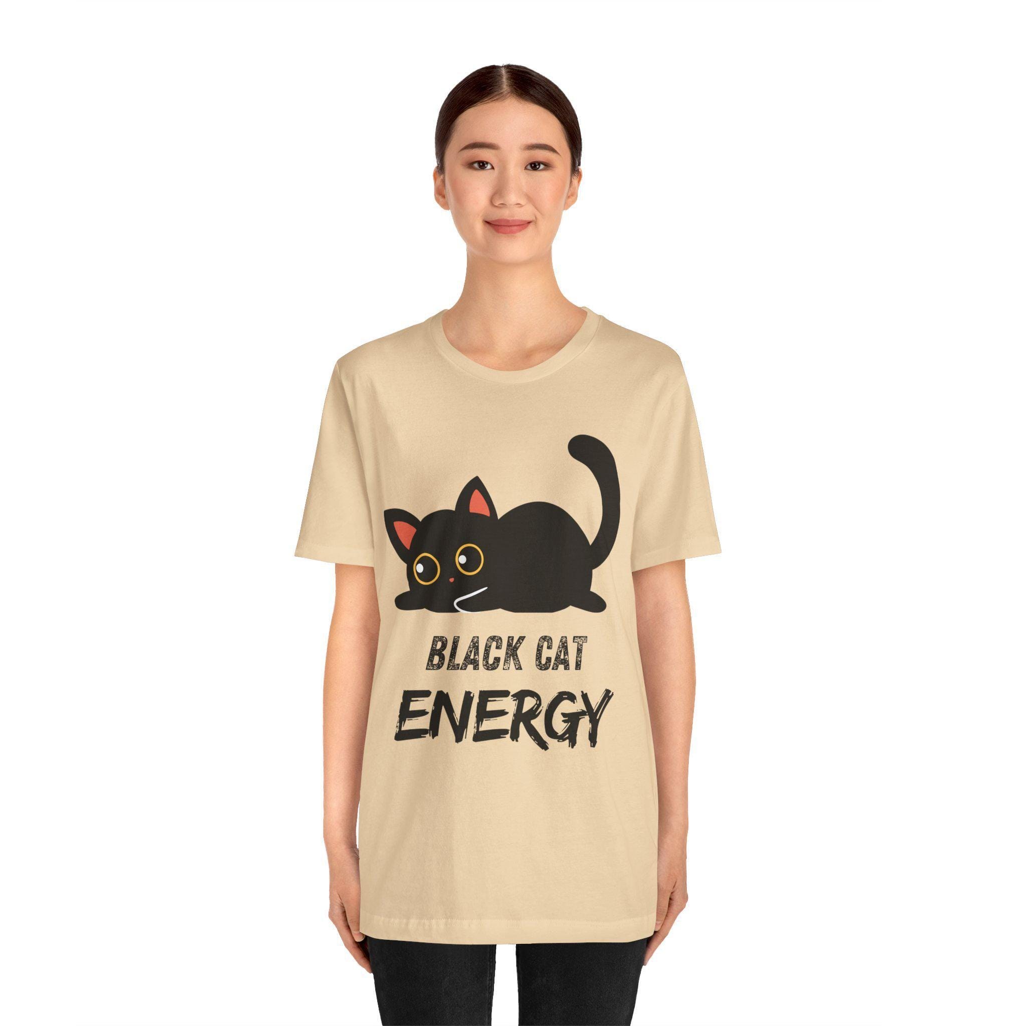 Cat Energy T-Shirt, Black Cat Graphic Tee in 100% Cotton, image 5