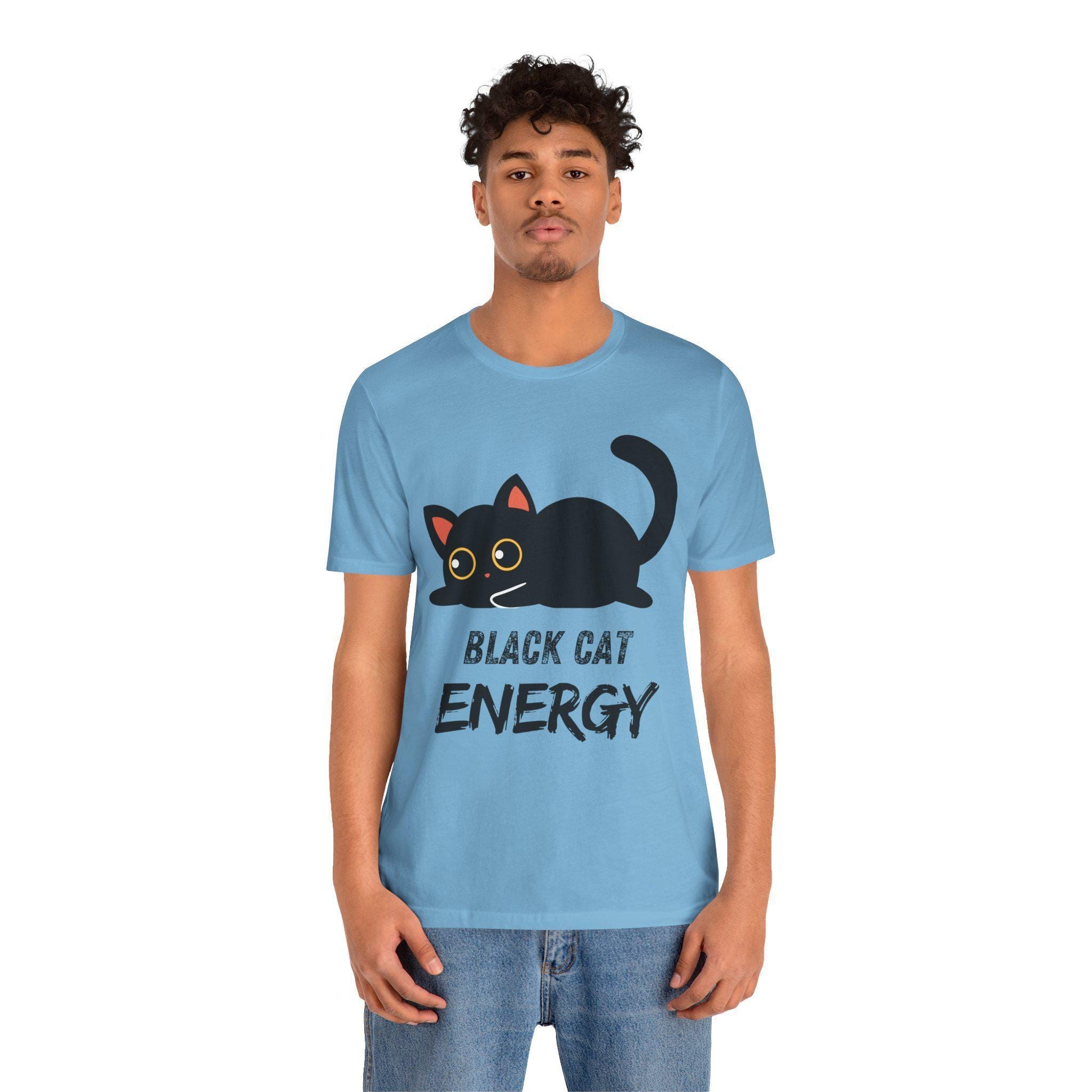 Cat Energy T-Shirt, Black Cat Graphic Tee in 100% Cotton, image 6