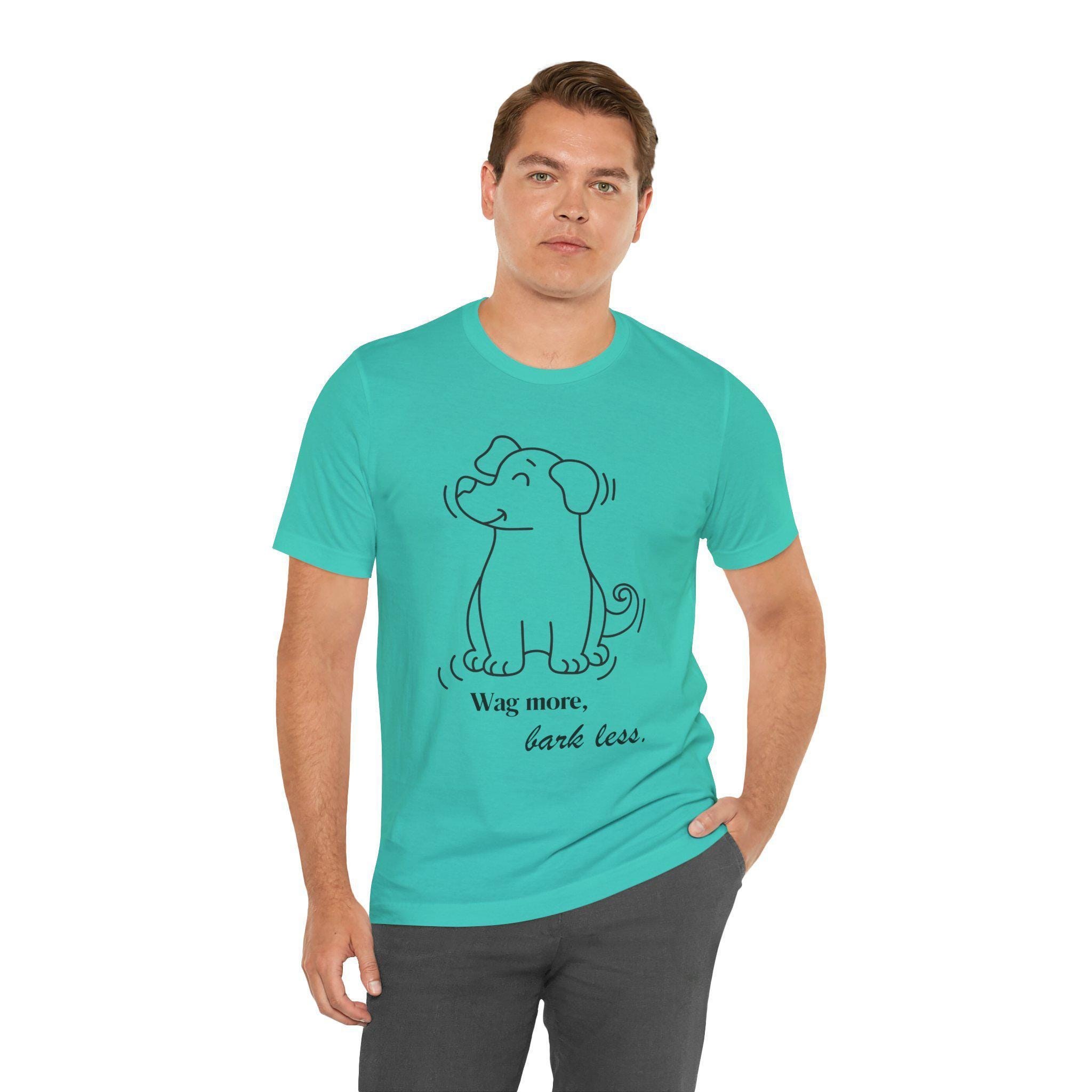 Dog Lover Tee, 100% Cotton Unisex Jersey Shirt with Wag More Slogan, image 8