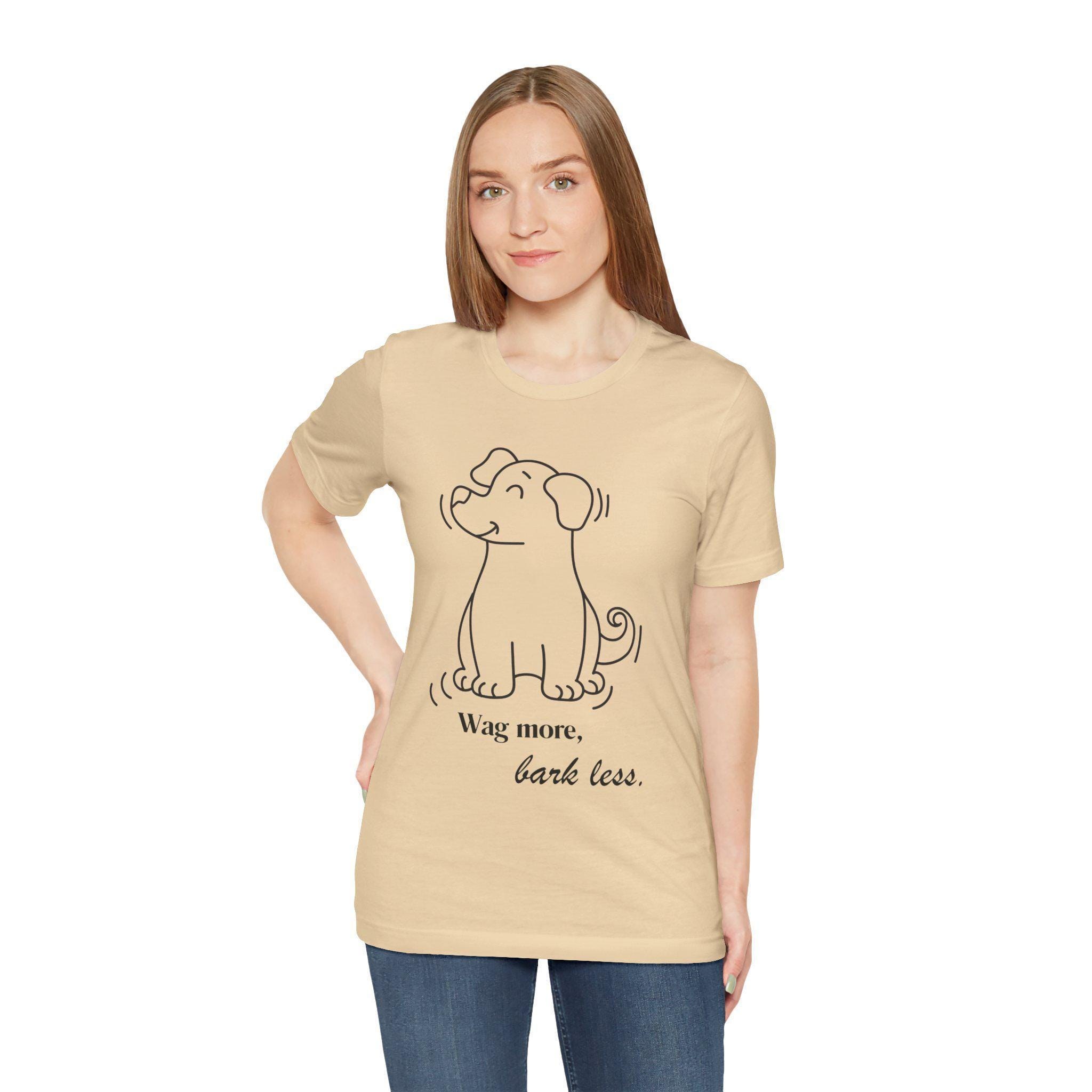 Dog Lover Tee, 100% Cotton Unisex Jersey Shirt with Wag More Slogan, image 7