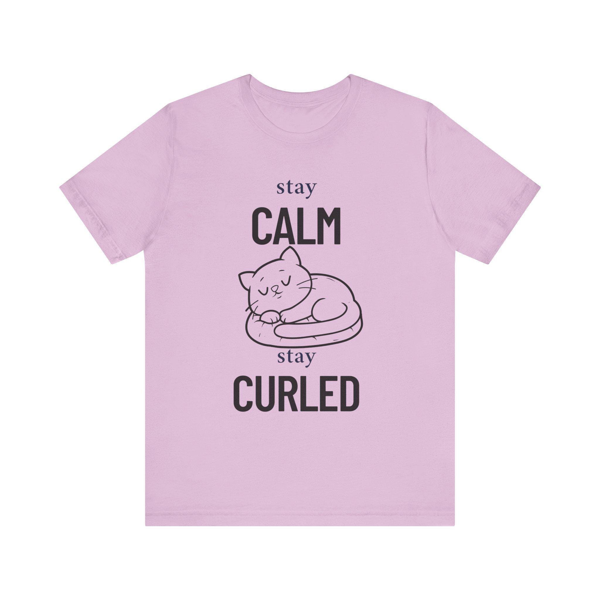 Calm and Curled Cat Dad Shirt, 100% Airlume Combed Ring-Spun Cotton, image 2