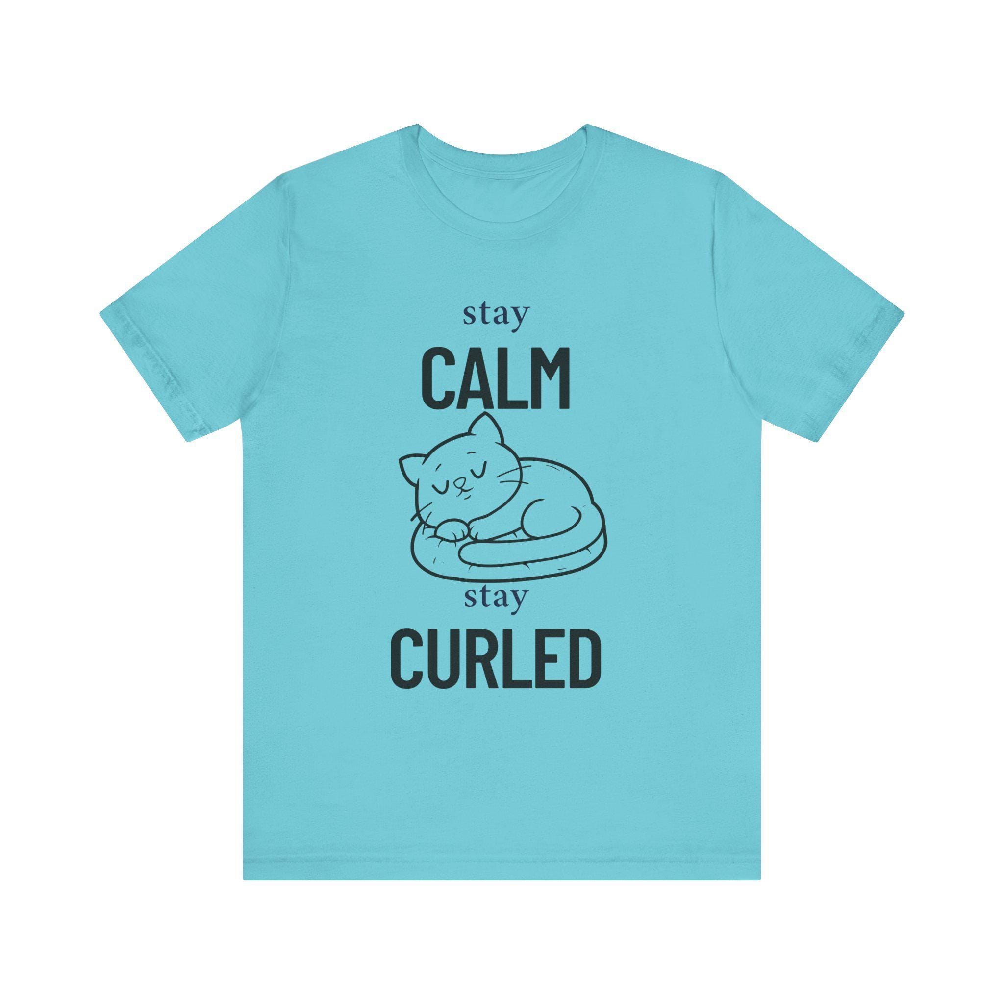 Calm and Curled Cat Dad Shirt, 100% Airlume Combed Ring-Spun Cotton, image 3