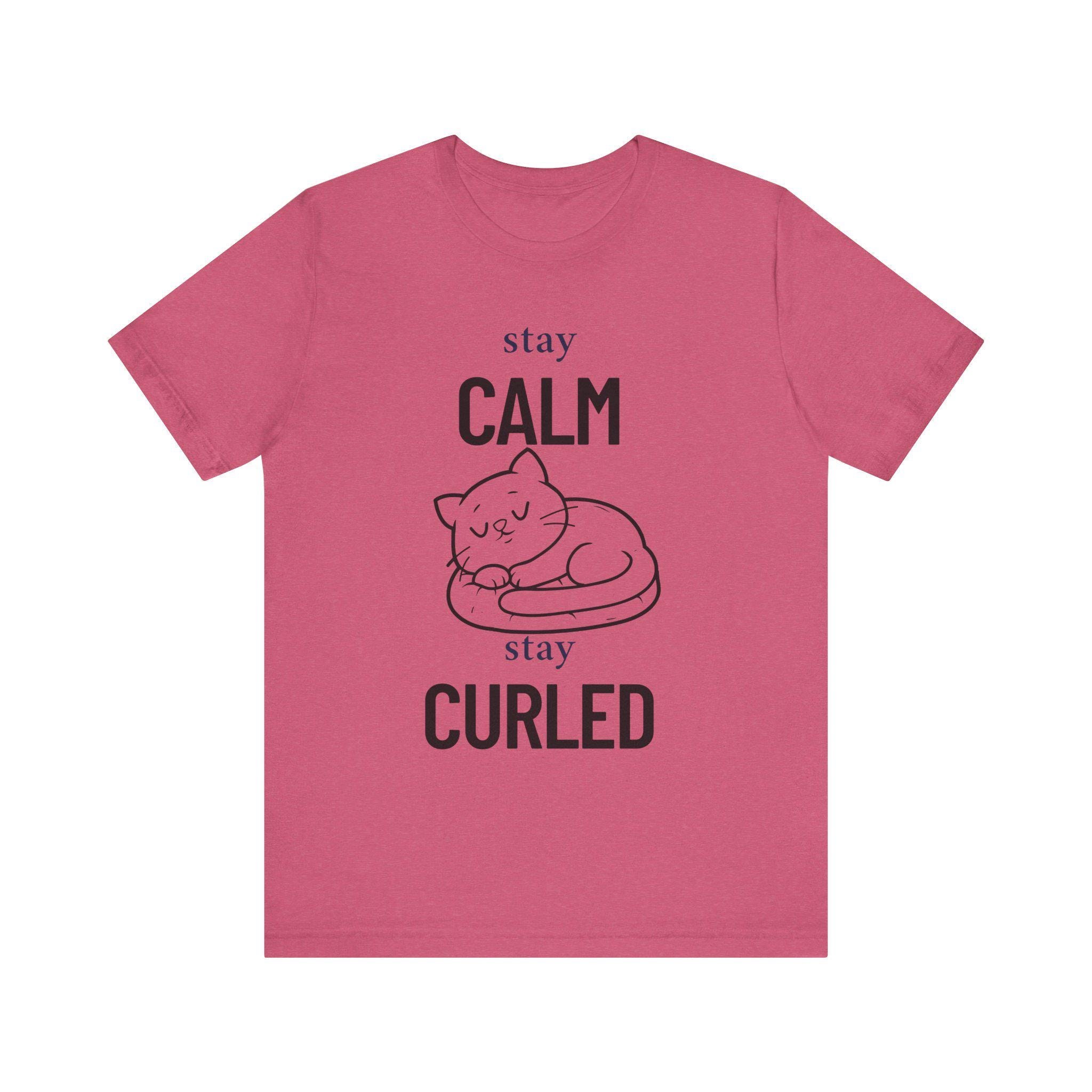 Calm and Curled Cat Dad Shirt, 100% Airlume Combed Ring-Spun Cotton, image 4